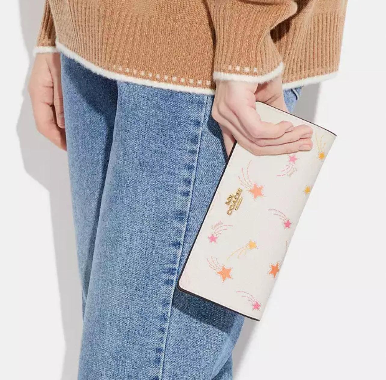 Coach Slim Zip Wallet With Shooting Star Print
