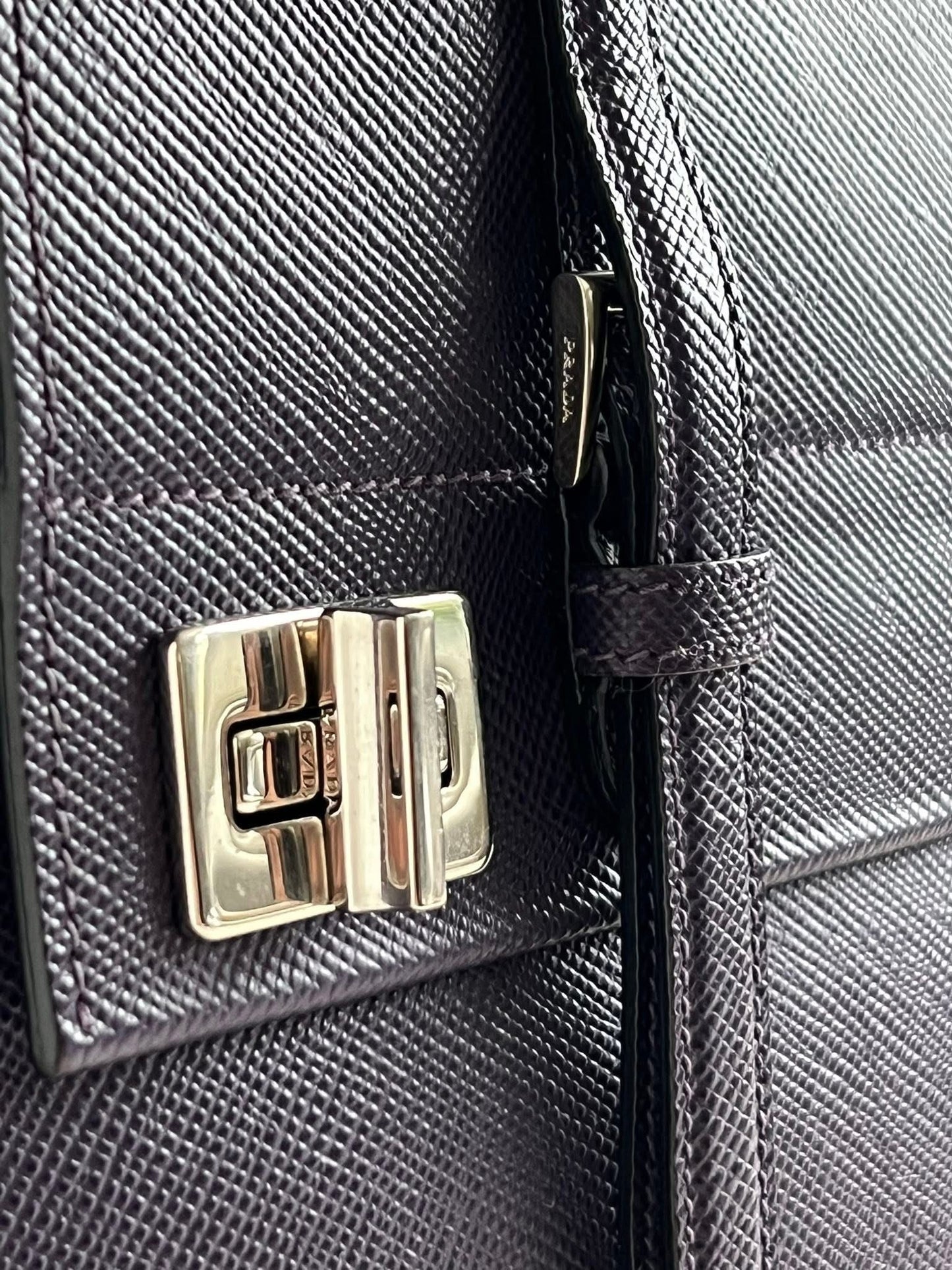 Prada Saffiano Lux Double Turn-Lock Satchel