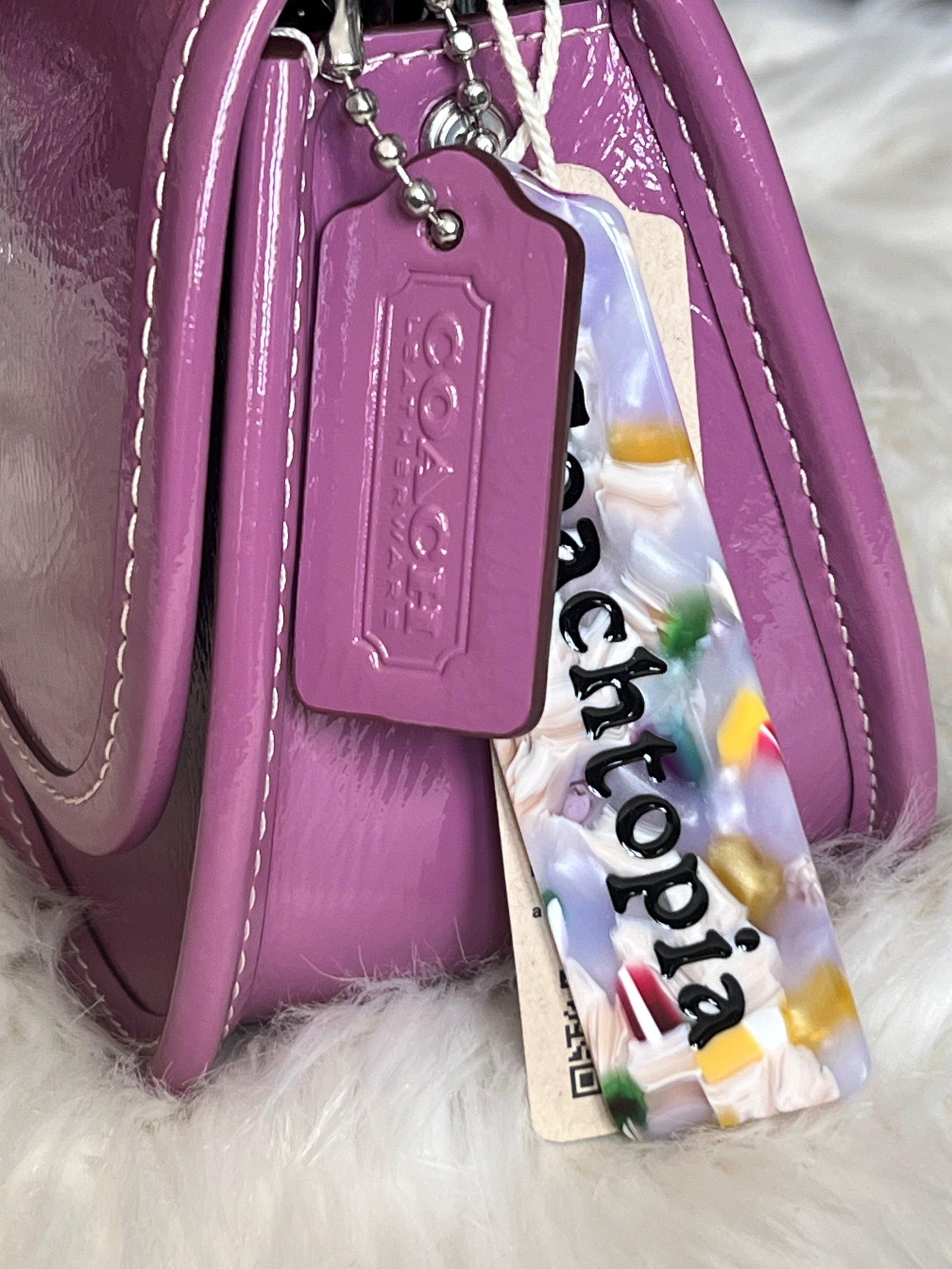 Coach Mini Wavy Dinky Bag with Crossbody Strap in Crinkled Patent Coachtopia Leather