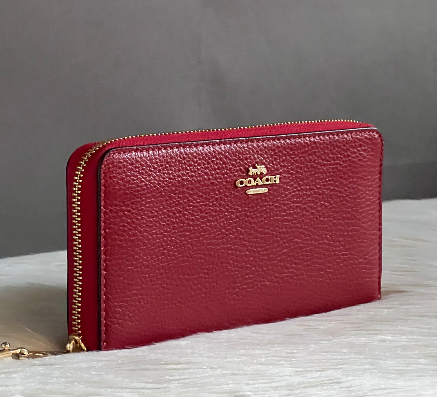 Coach Pebble Leather Zip Around Wallet