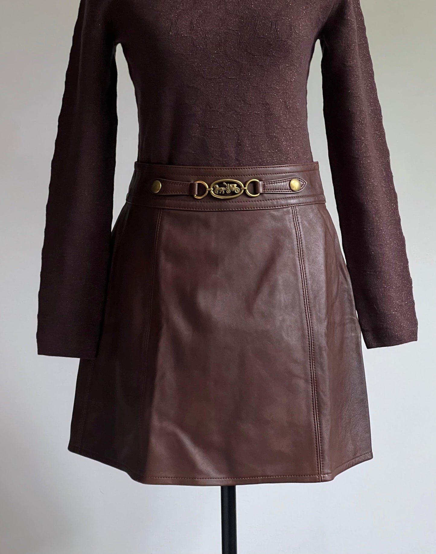 Coach Leather Mini Skirt