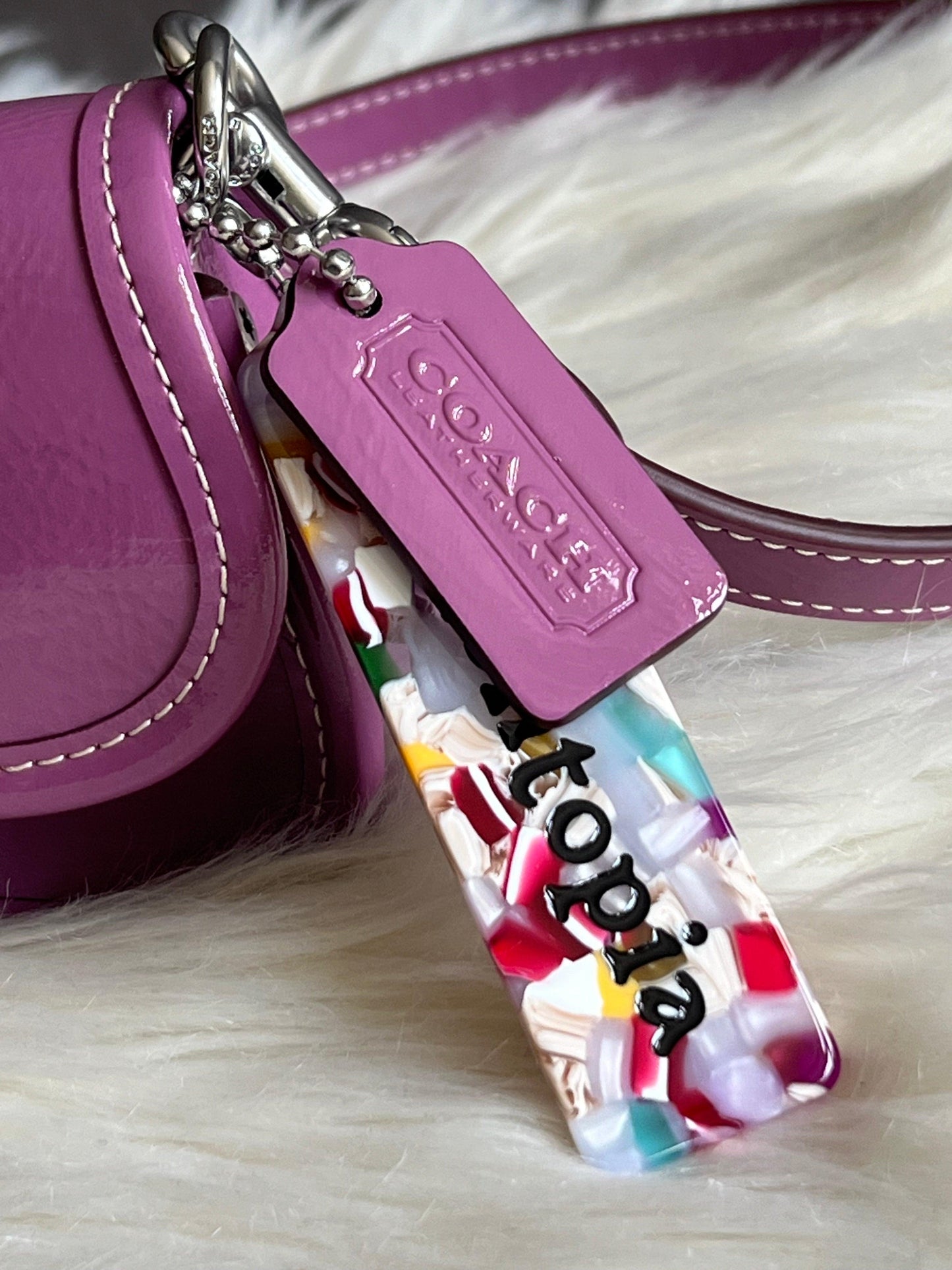 Coach Mini Wavy Dinky Bag with Crossbody Strap in Crinkled Patent Coachtopia Leather