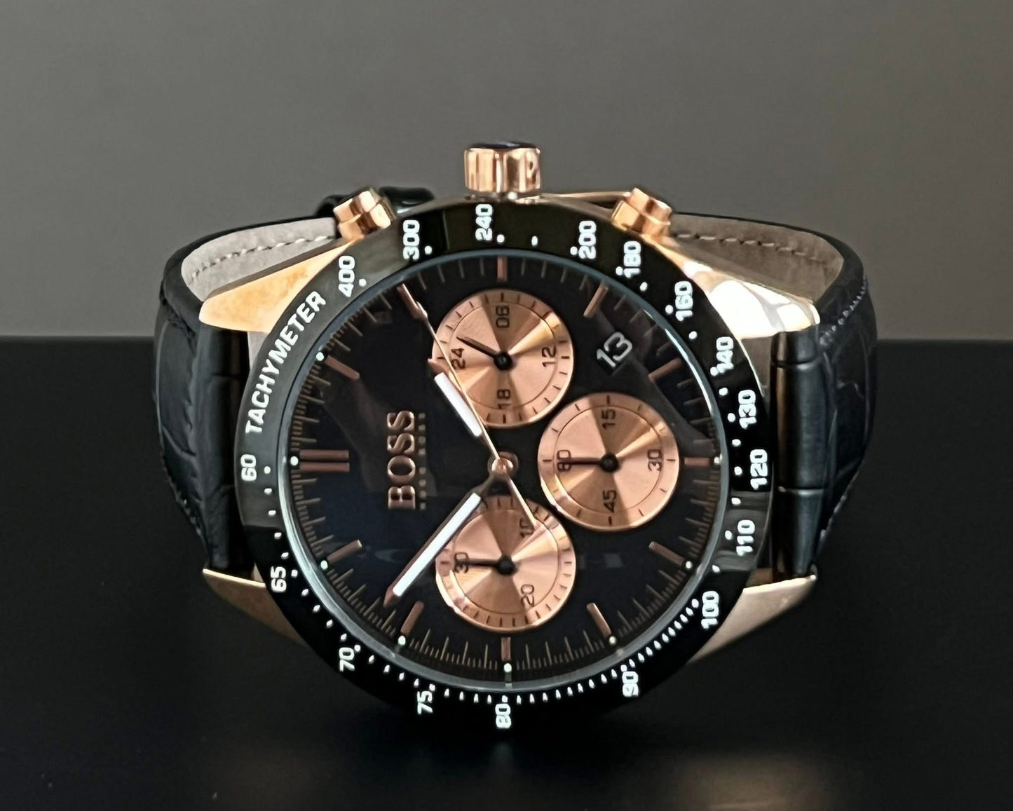 Hugo Boss Men’s Talent Black Leather Chronograph Watch