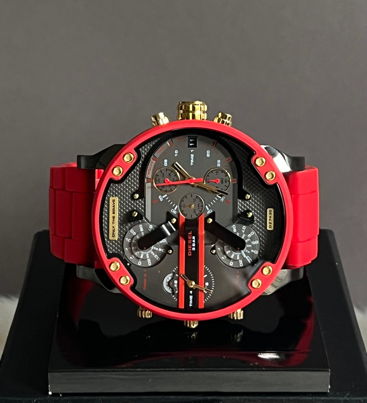 Diesel Men’s Mr. Daddy 2.0 Chronograph Red Stainless Steel and Silicone Watch
