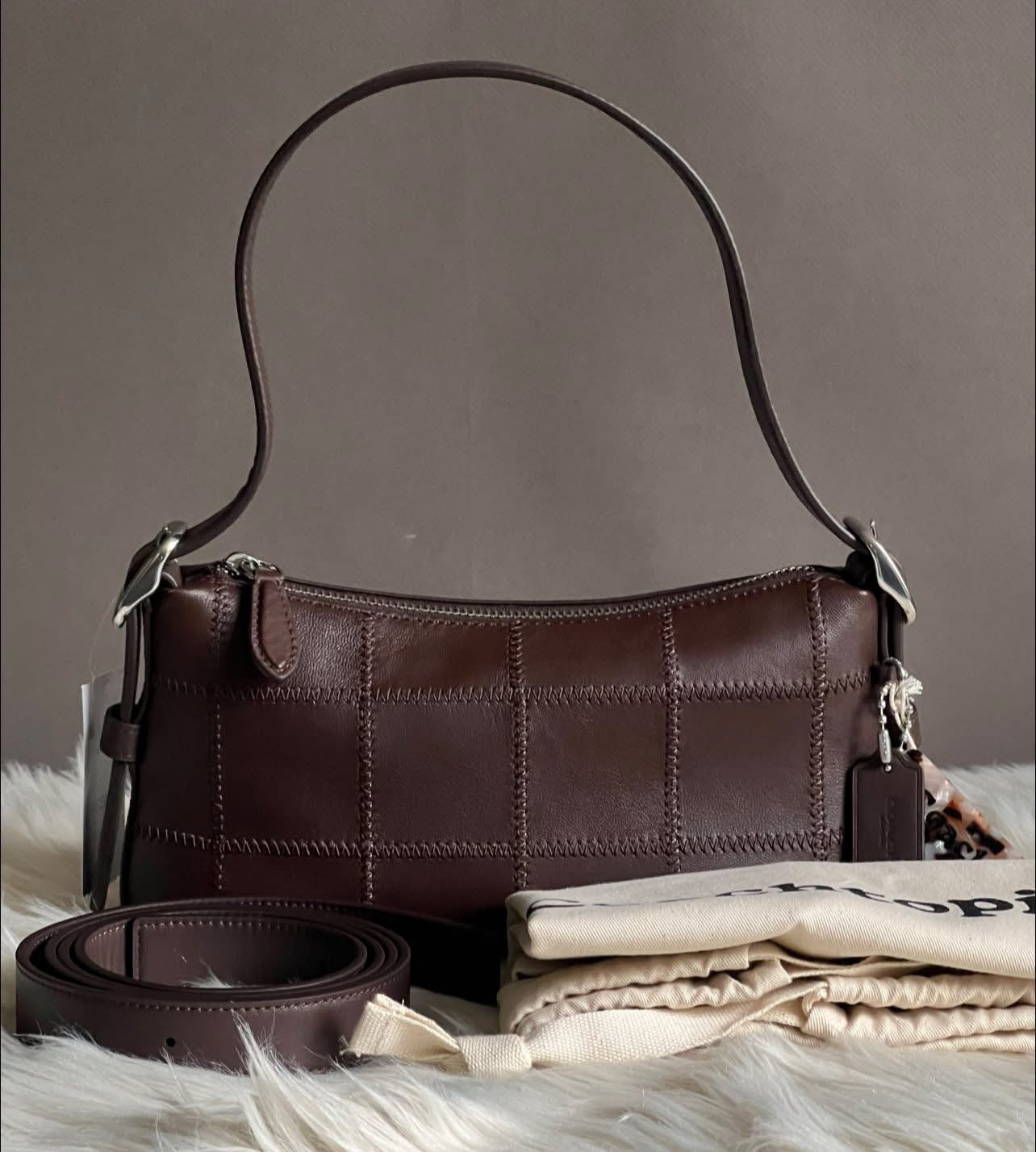 Coachtopia Alter/Ego Small Slouchy Shoulder Bag in Checkerboard Upcrafted Leather