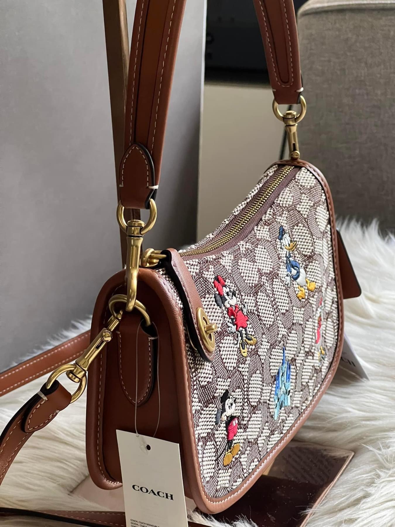 Coach X Disney Swinger Bag in Signature Textile Jacquard with Mickey Mouse and Friends Embroidery