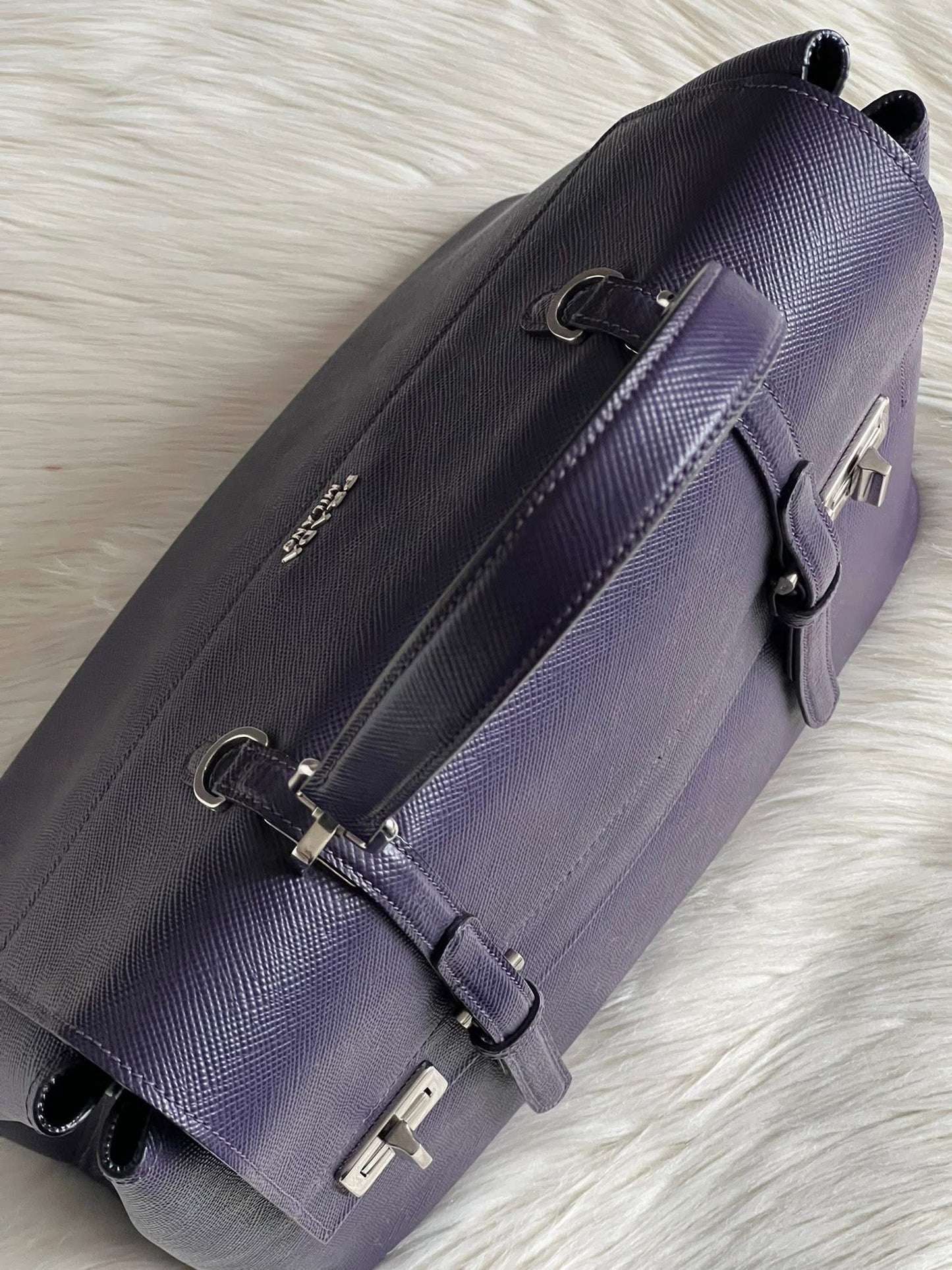 Prada Saffiano Lux Double Turn-Lock Satchel