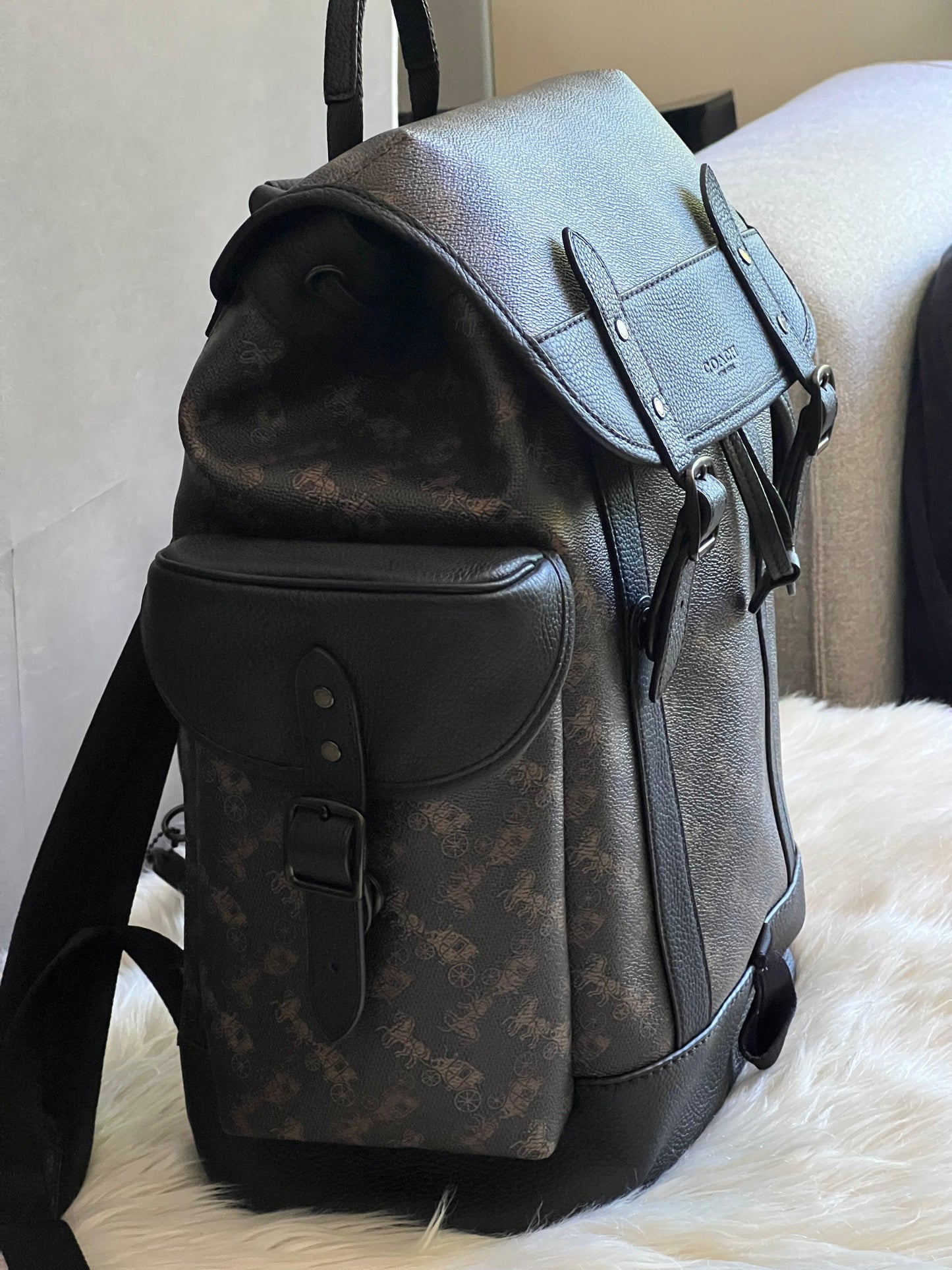 Coach Hitch Backpack with Horse and Carriage Print
