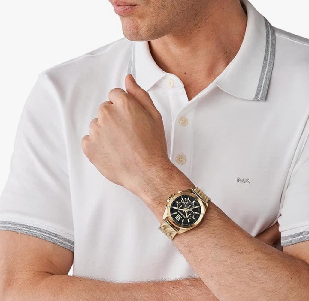 Michael Kors Men’s Oversized Brecken Gold-Tone Mesh Watch