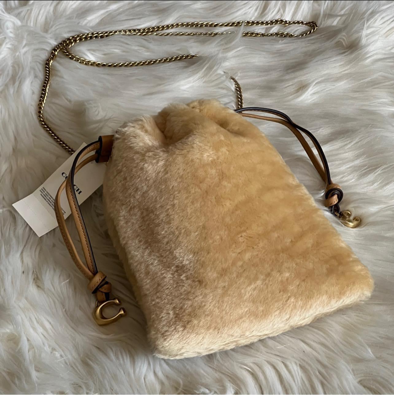 Coach Drawstring Pouch in Shearling