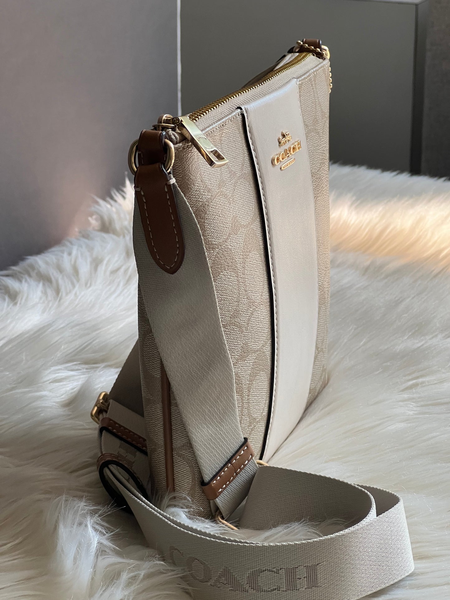 Coach Mini Rowan File Bag in Signature Canvas with Stripe