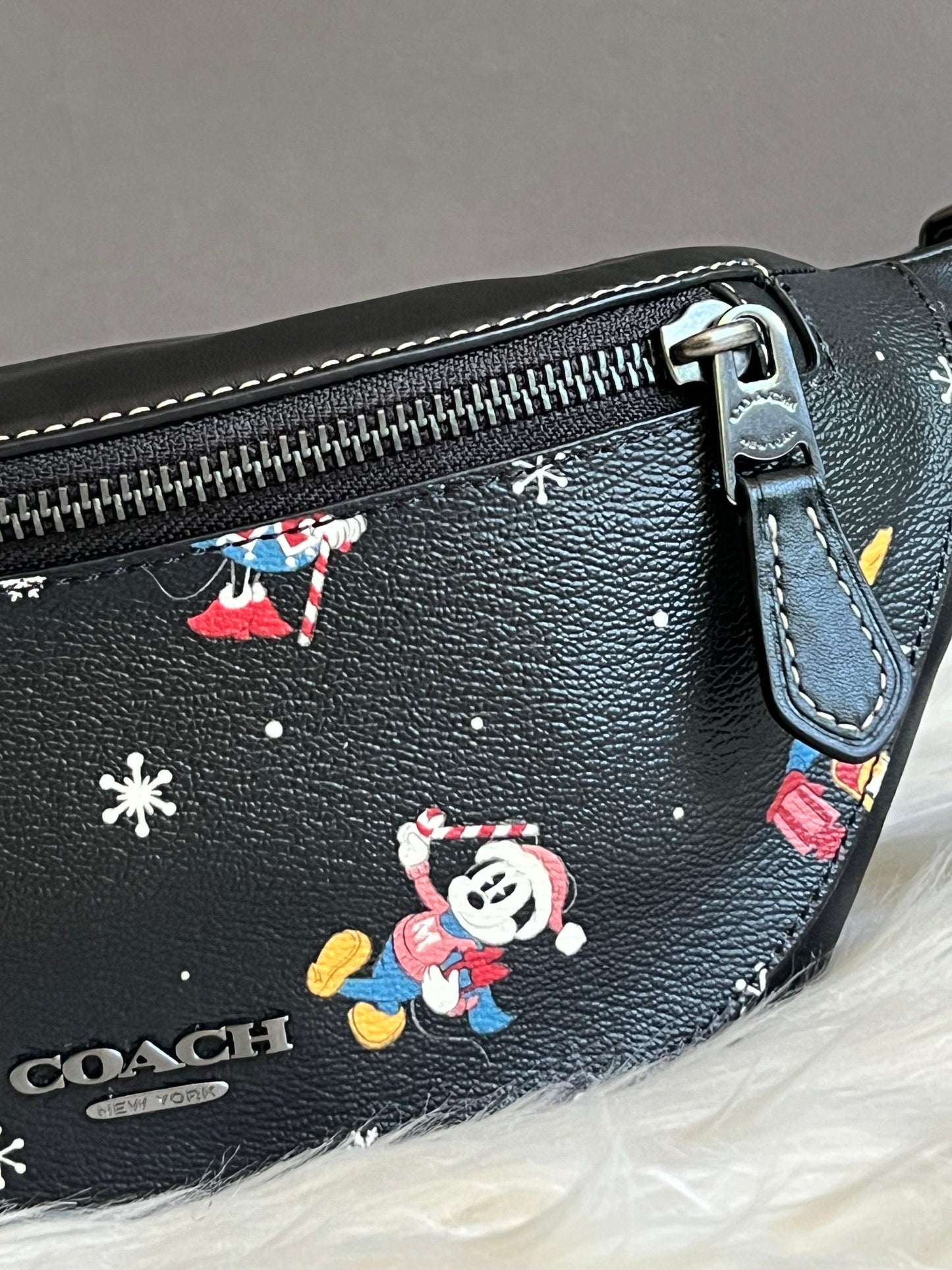 Disney X Coach Warren Mini Belt Bag in Holiday Print