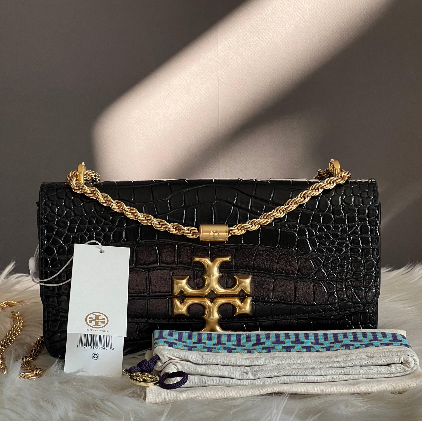Tory Burch Eleanor Croc-Embossed Bag