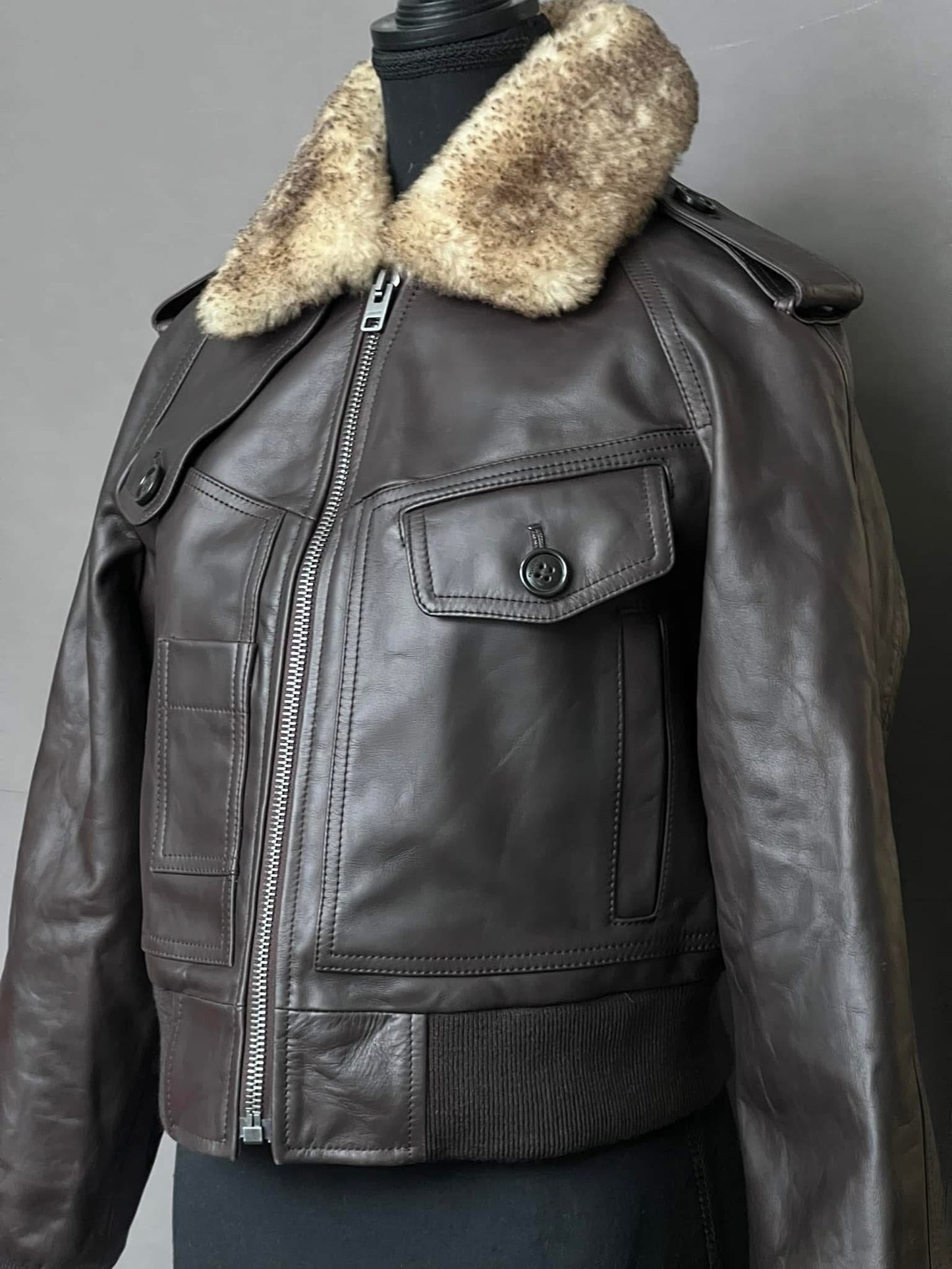 Coach Cropped Leather Jacket