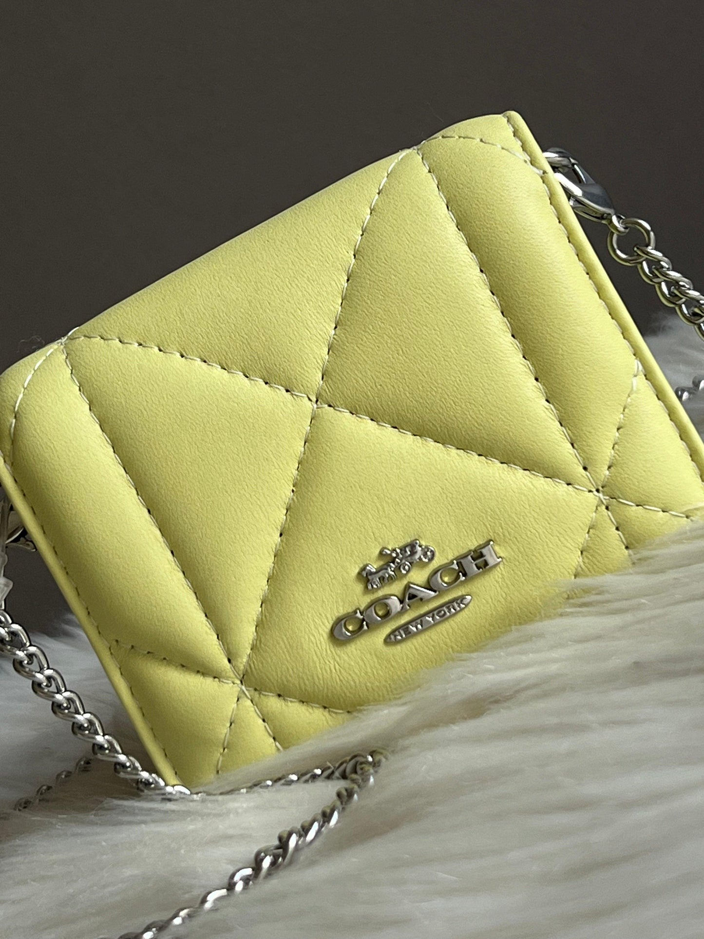 Coach Mini Wallet On A Chain With Puffy Diamond Quilting