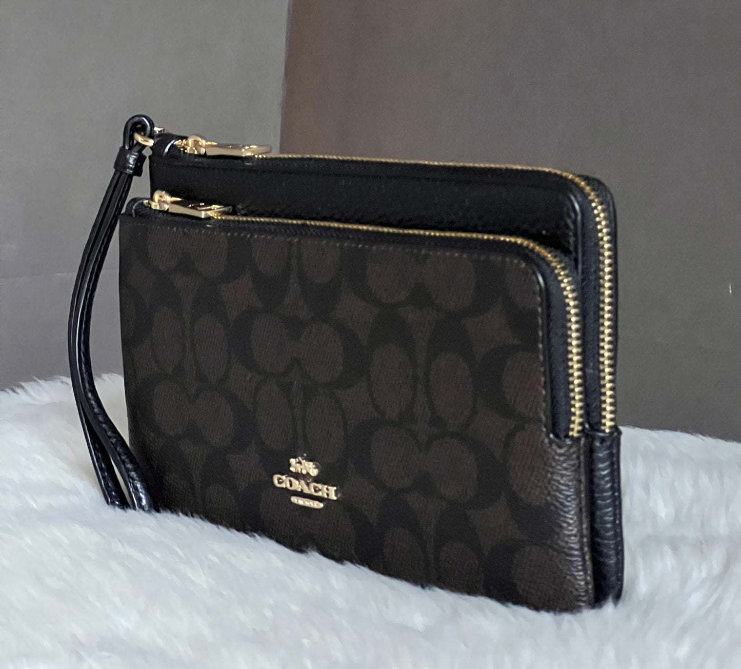 Coach Double Zip Wallet In Signature Canvas