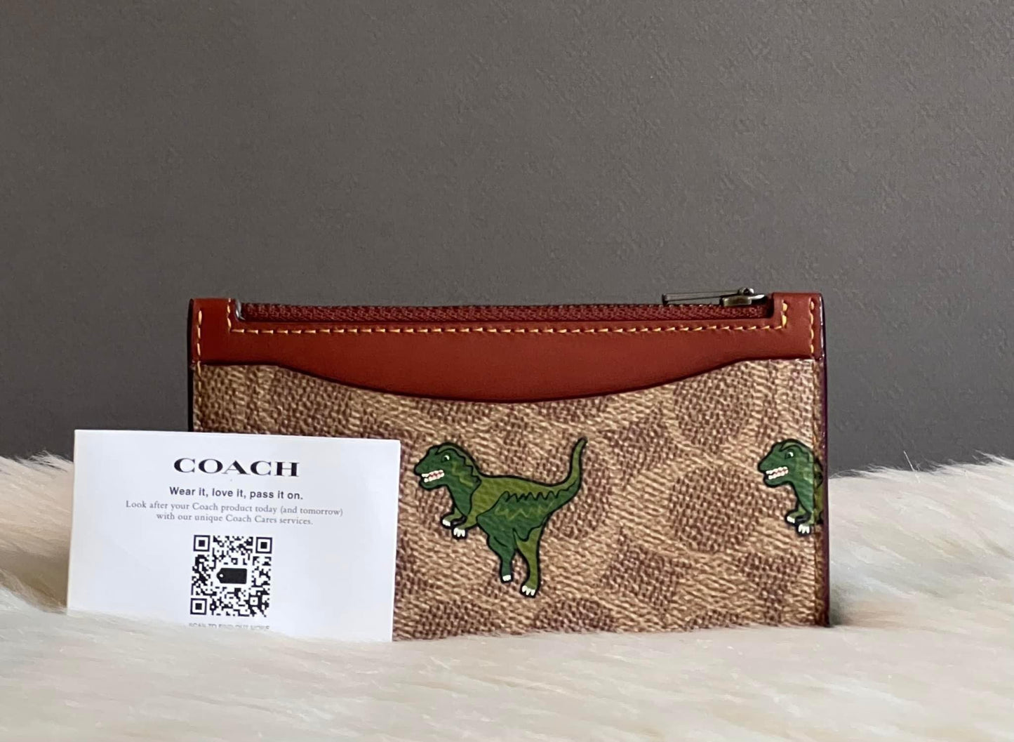 Coach L Zip Card Case in Signature Canvas with Rexy Print