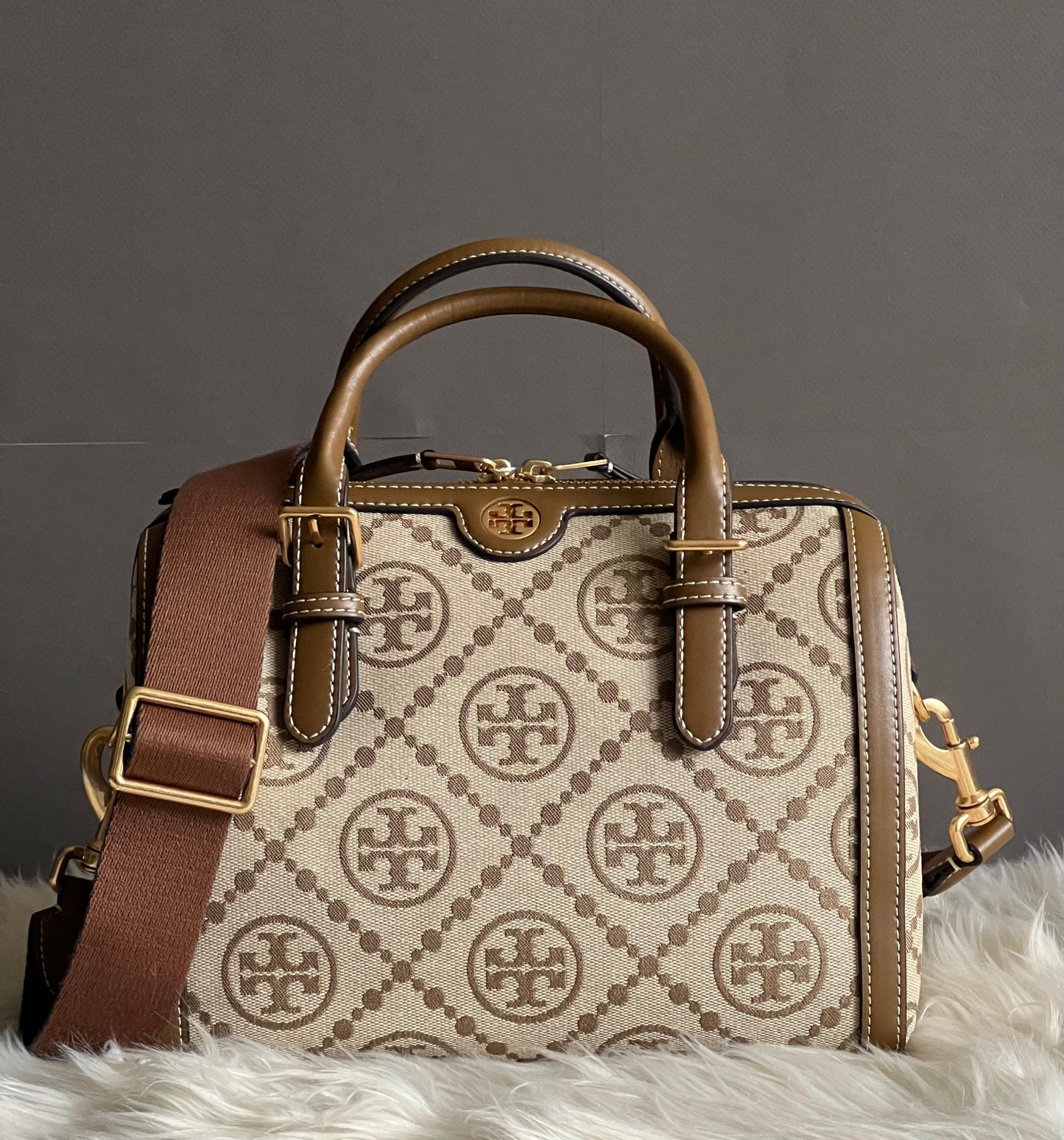 Tory Burch Monogram Jacquard Barrel Bag