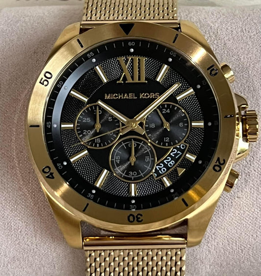Michael Kors Men’s Oversized Brecken Gold-Tone Mesh Watch