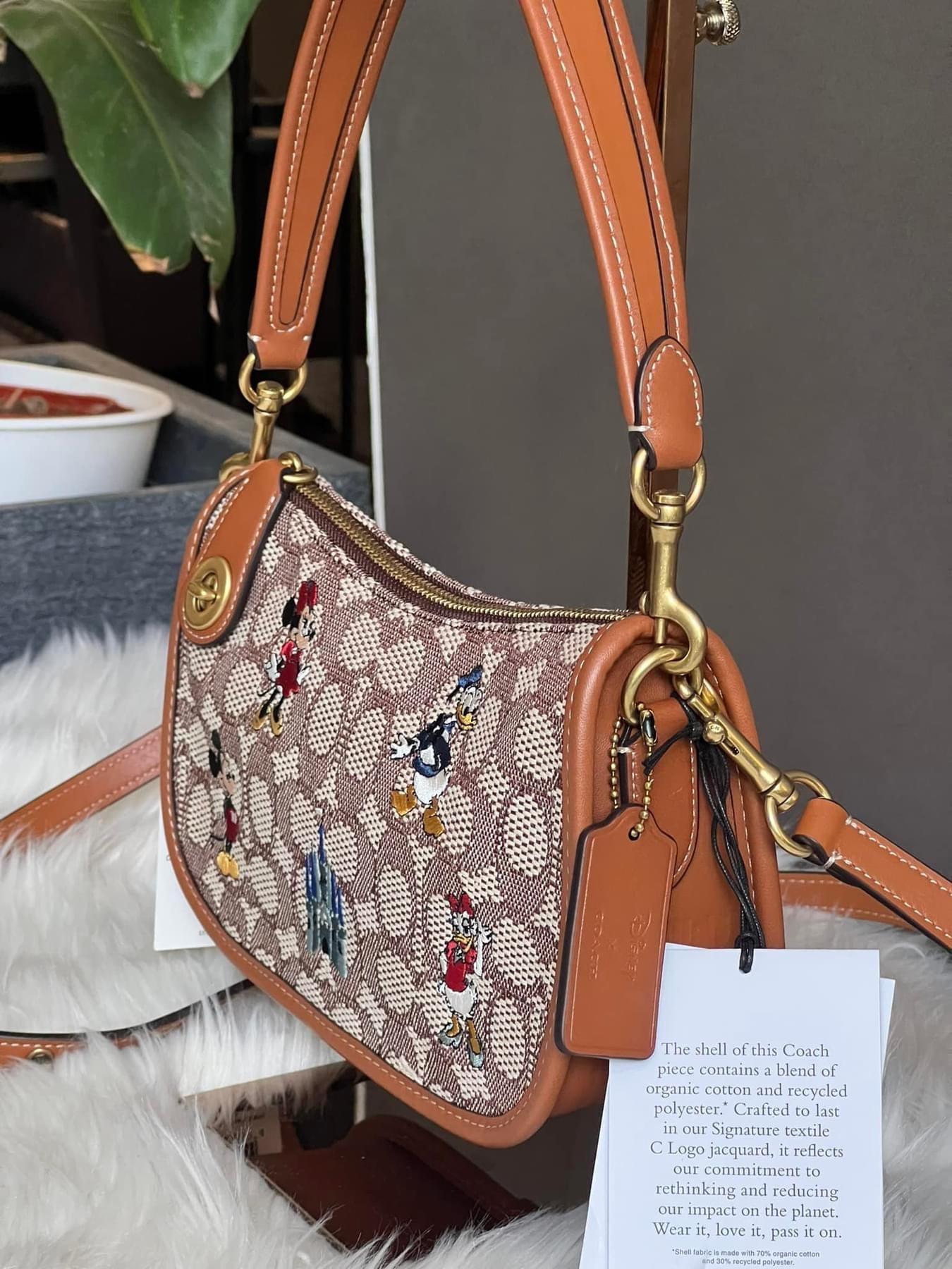 Coach X Disney Swinger Bag in Signature Textile Jacquard with Mickey Mouse and Friends Embroidery