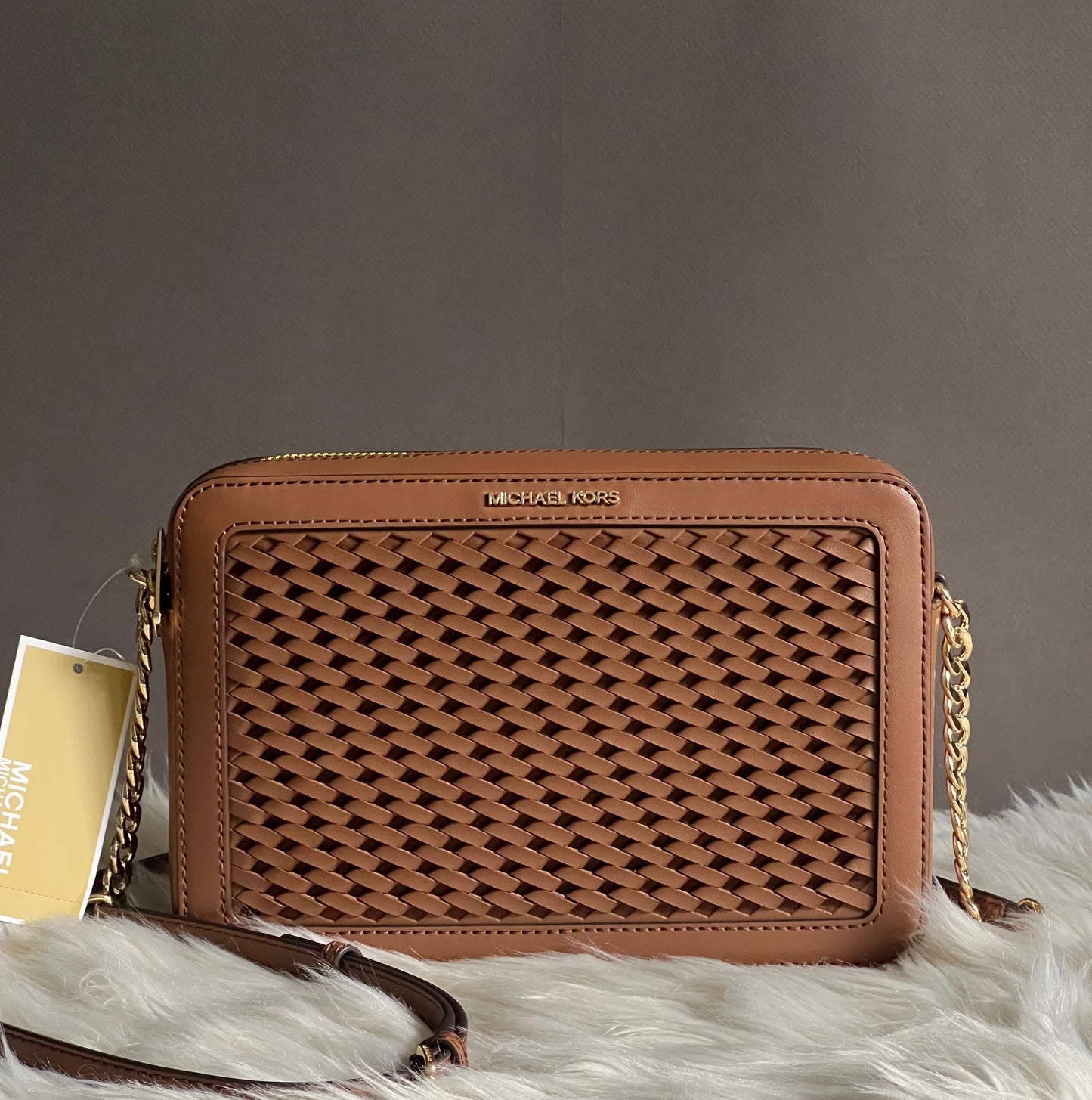 Michael Kors Jet Set Large Woven Crossbody Bag