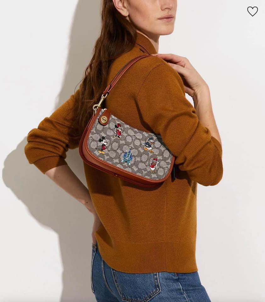 Coach X Disney Swinger Bag in Signature Textile Jacquard with Mickey Mouse and Friends Embroidery