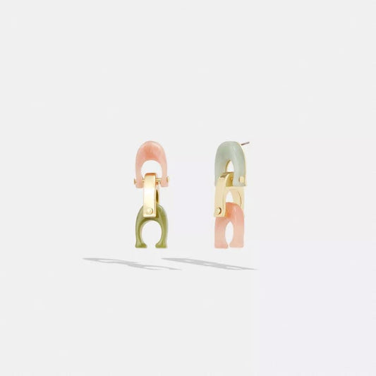 Coach Chunky Signature Link Drop Earrings