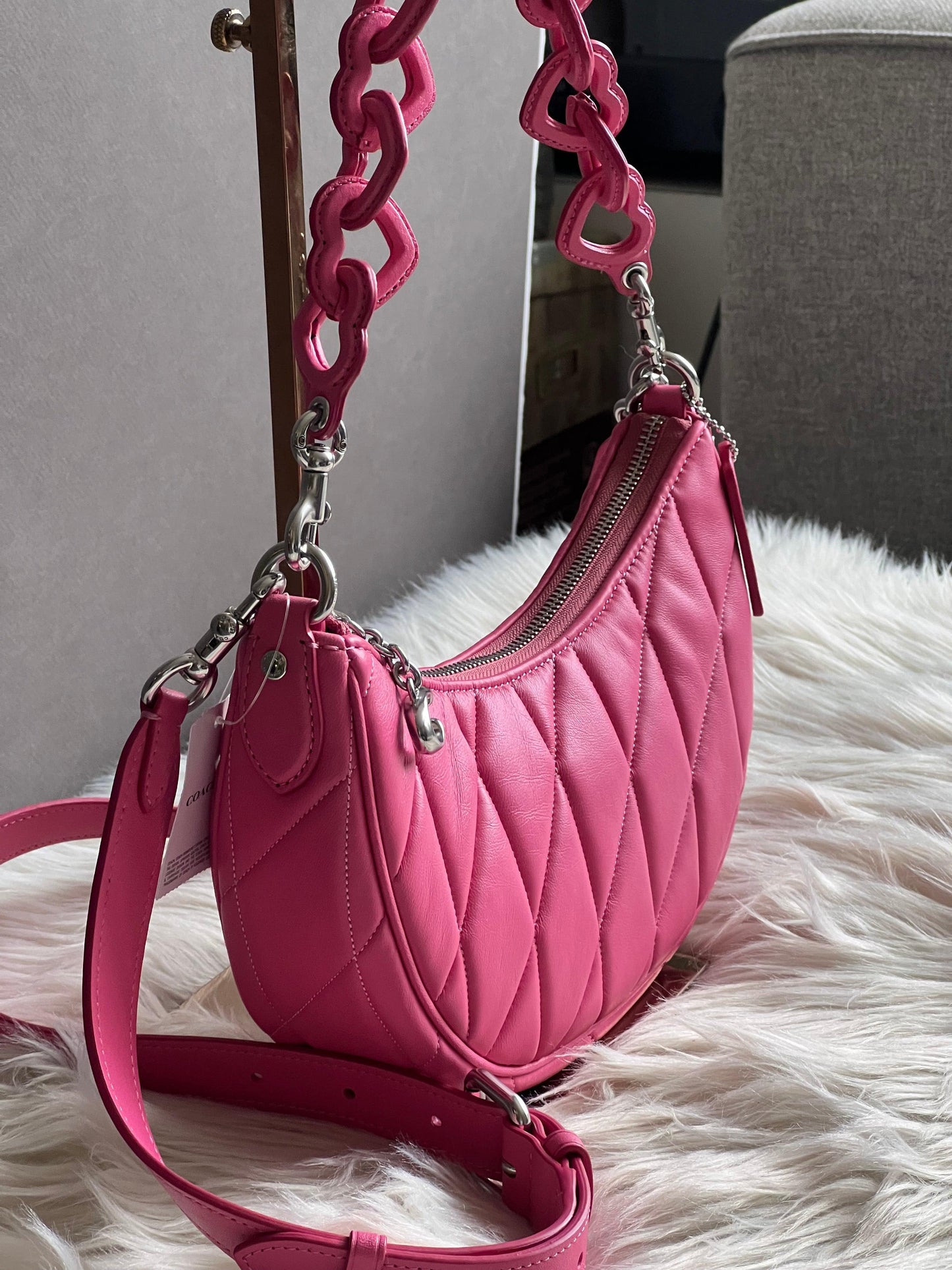 Coach Mira Shoulder Bag with Pillow Quilting and Heart Strap