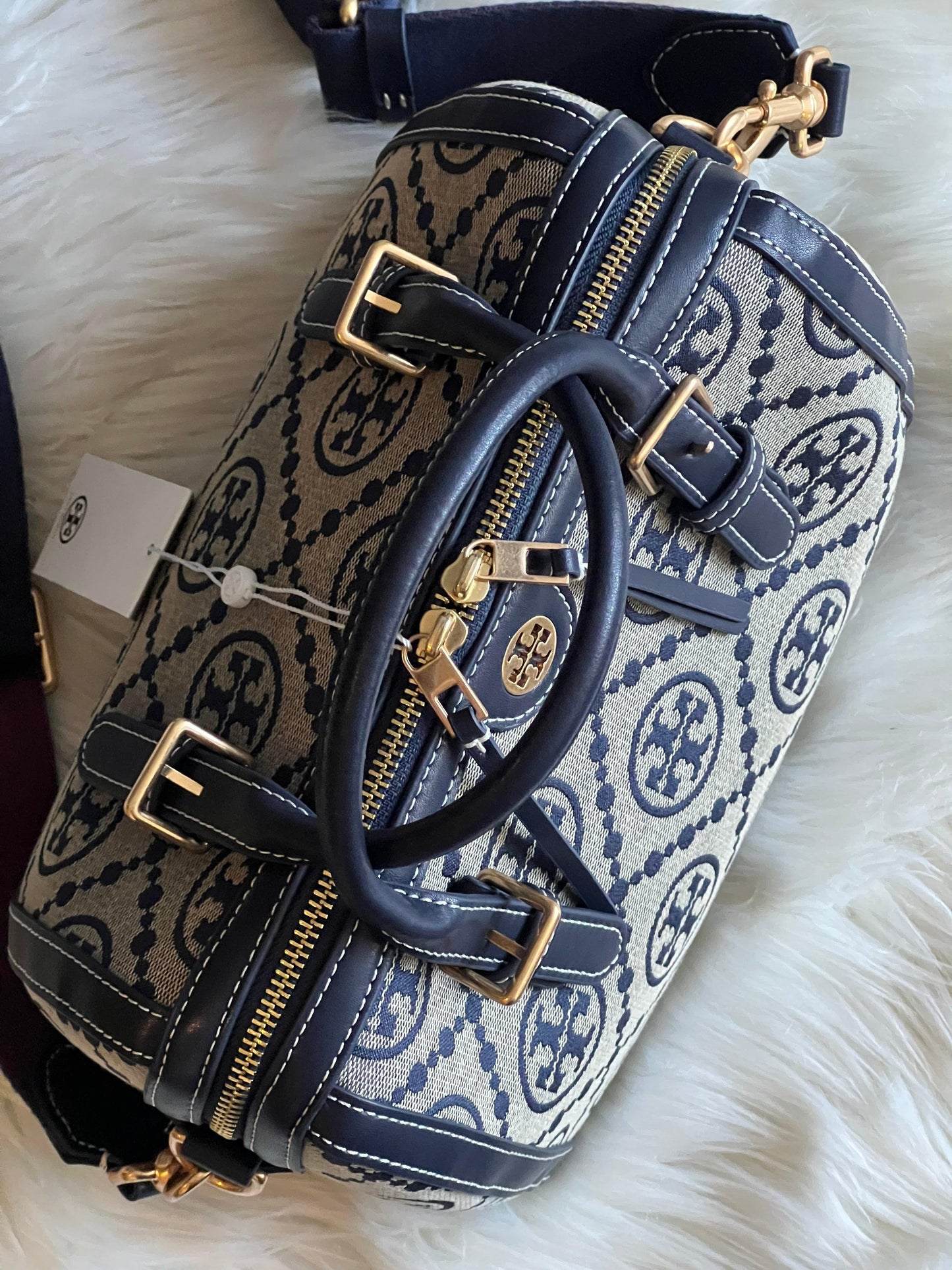 Tory Burch Monogram Jacquard Barrel Bag