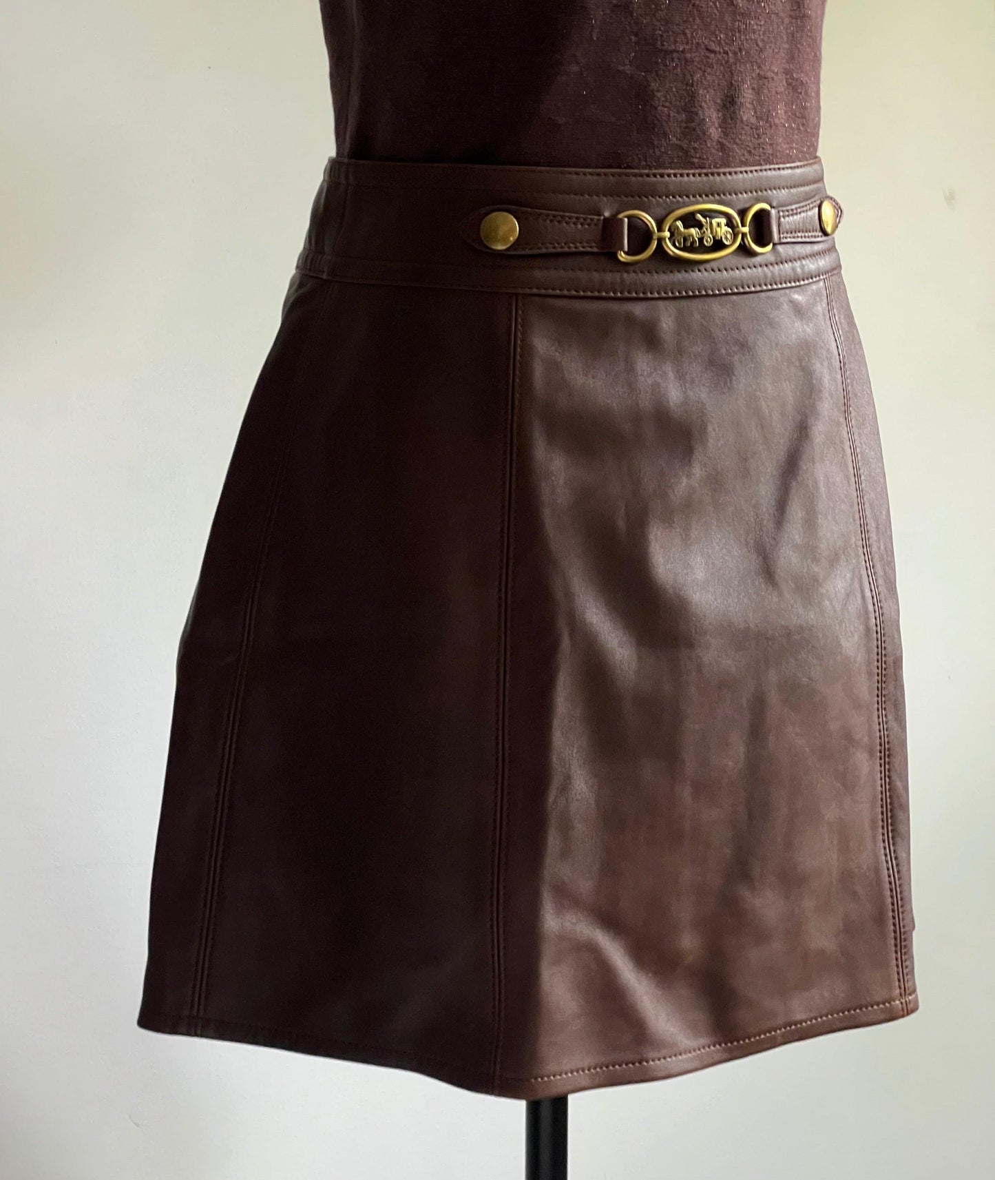 Coach Leather Mini Skirt