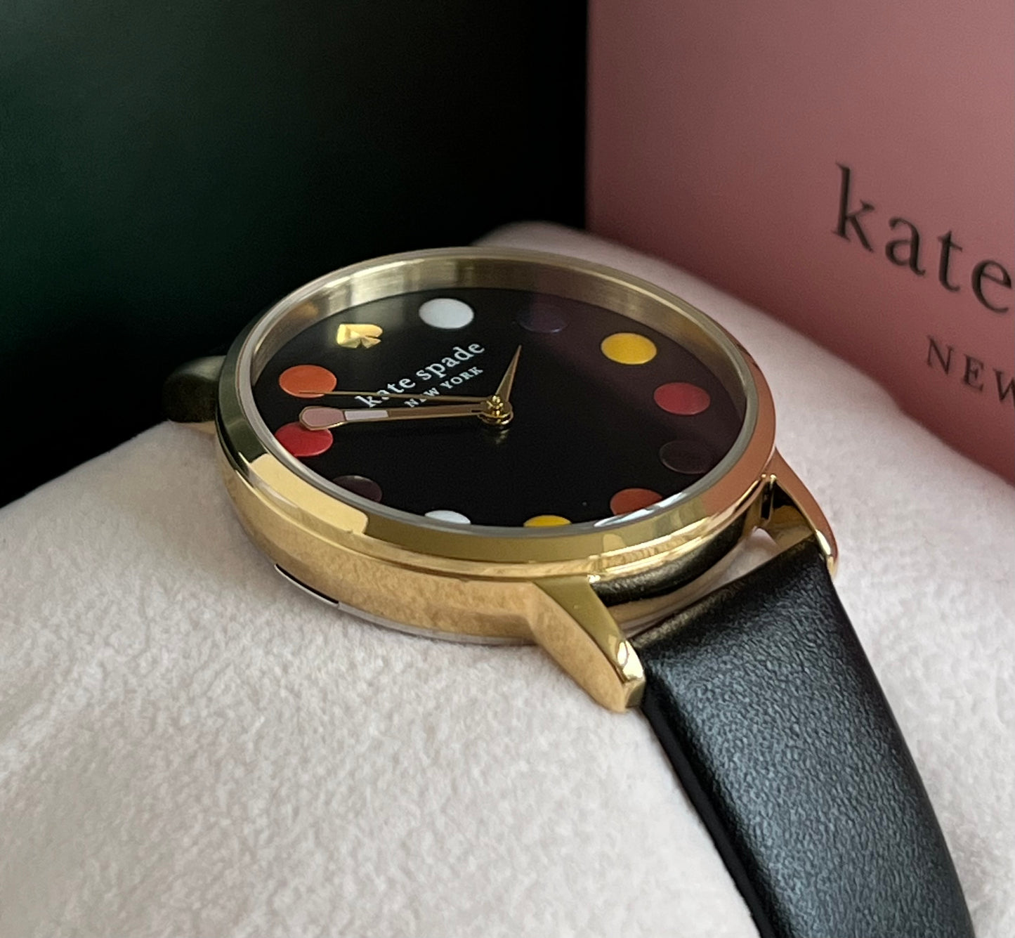 Kate Spade Metro Dot Black Leather Watch