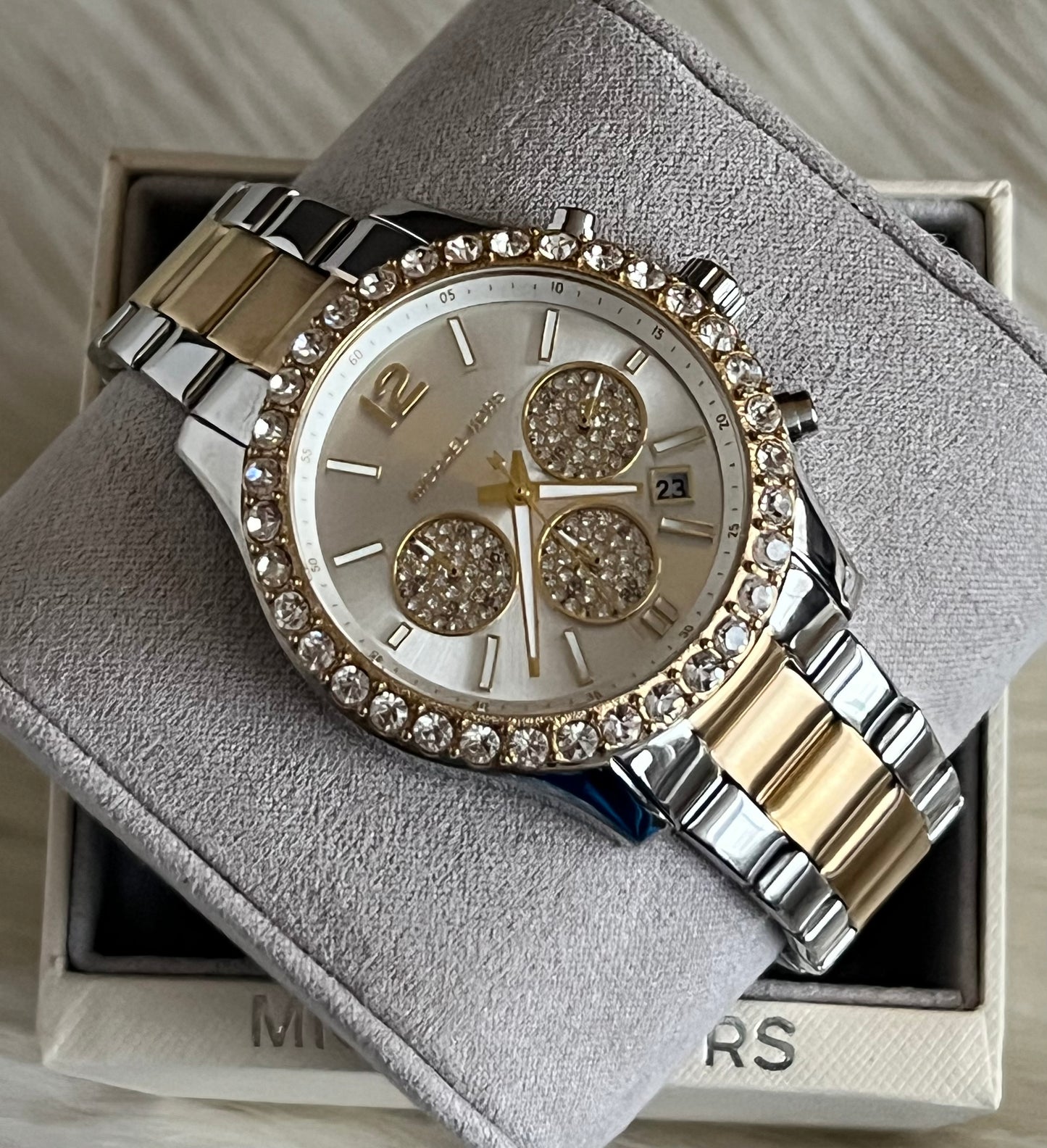 Michael Kors Women’s Berkley Chronograph Silver Dial Two Tone Watch