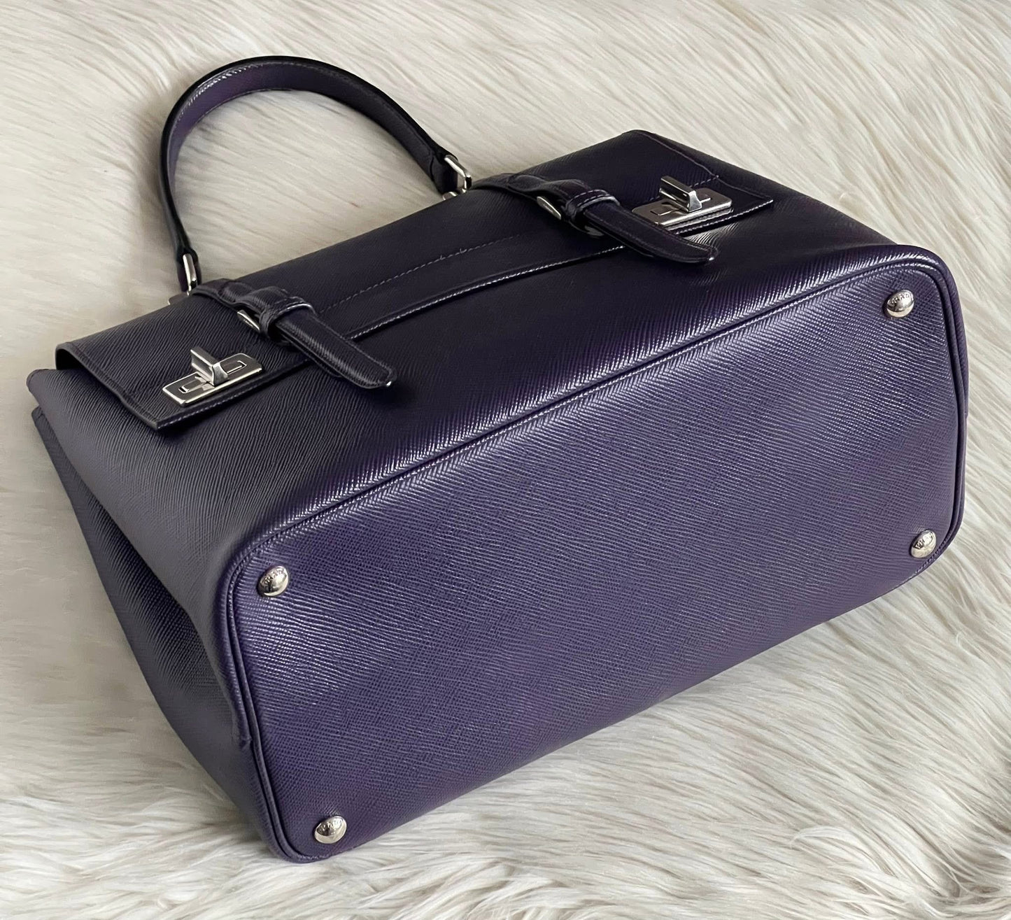 Prada Saffiano Lux Double Turn-Lock Satchel