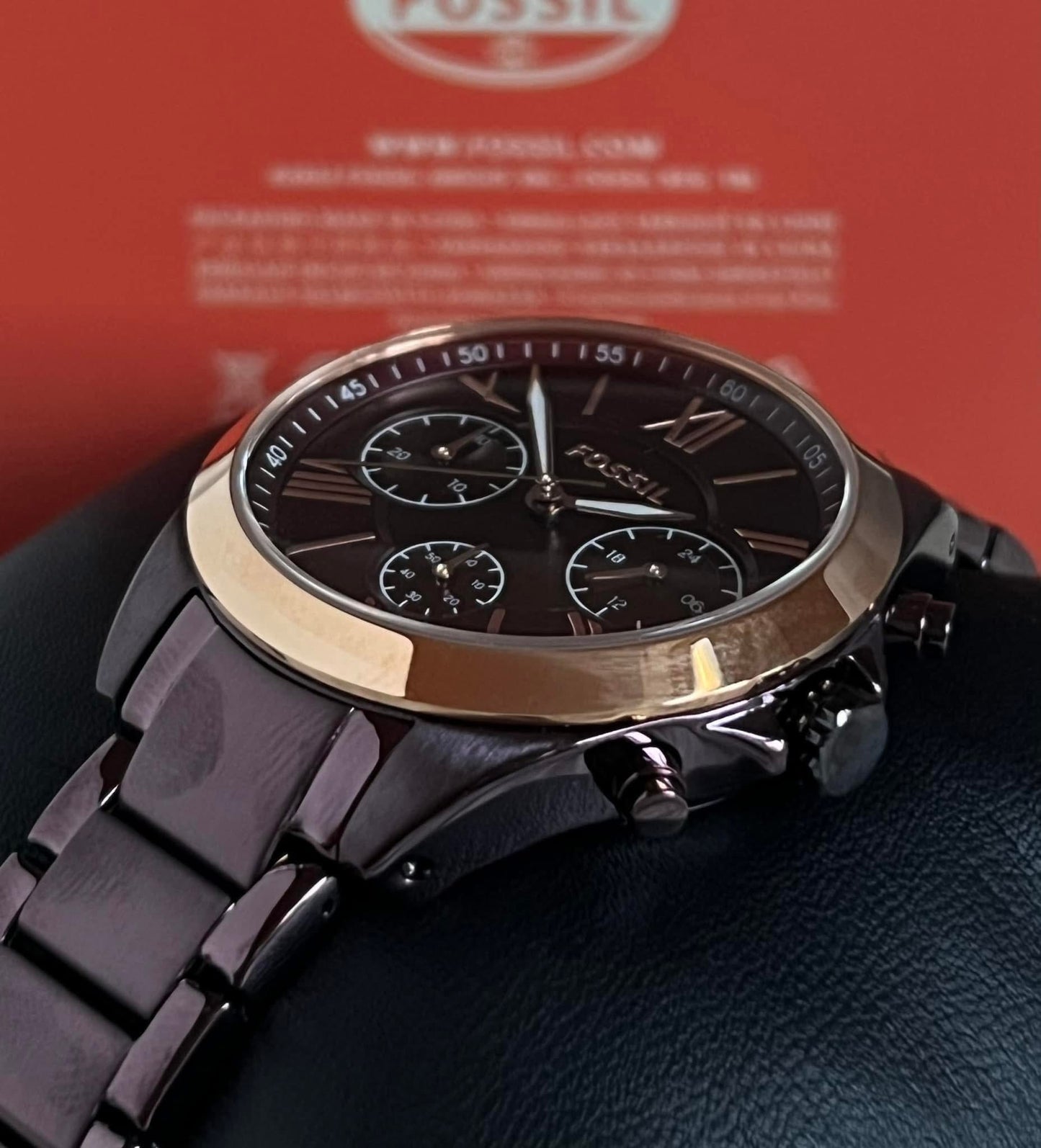 Fossil Women’s Modern Courier Midsize Chronograph Wine Stainless Steel Watch