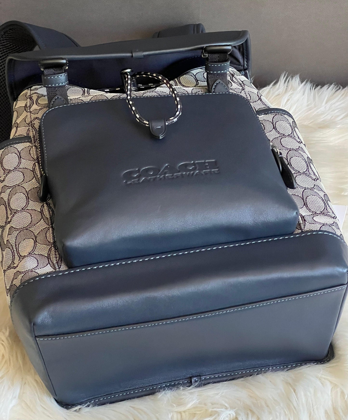 Coach League Flap Backpack in Signature Jacquard