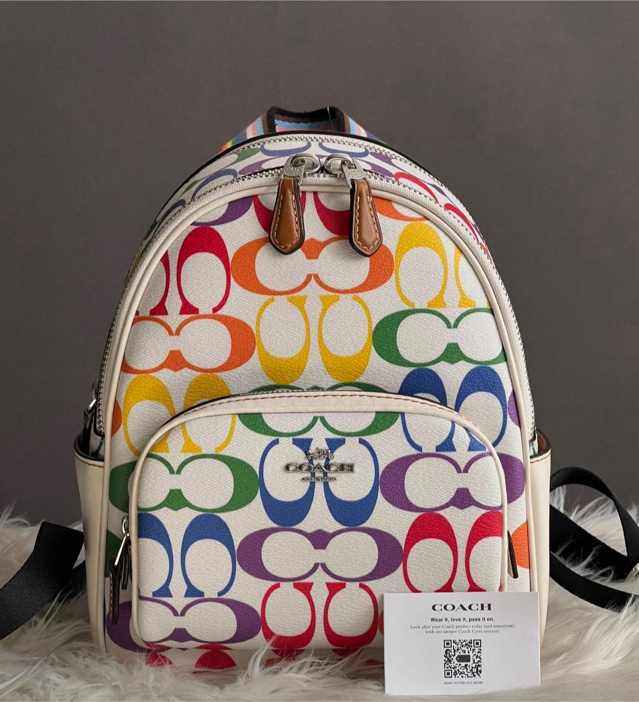 Coach Mini Court Backpack in Rainbow Signature Canvas