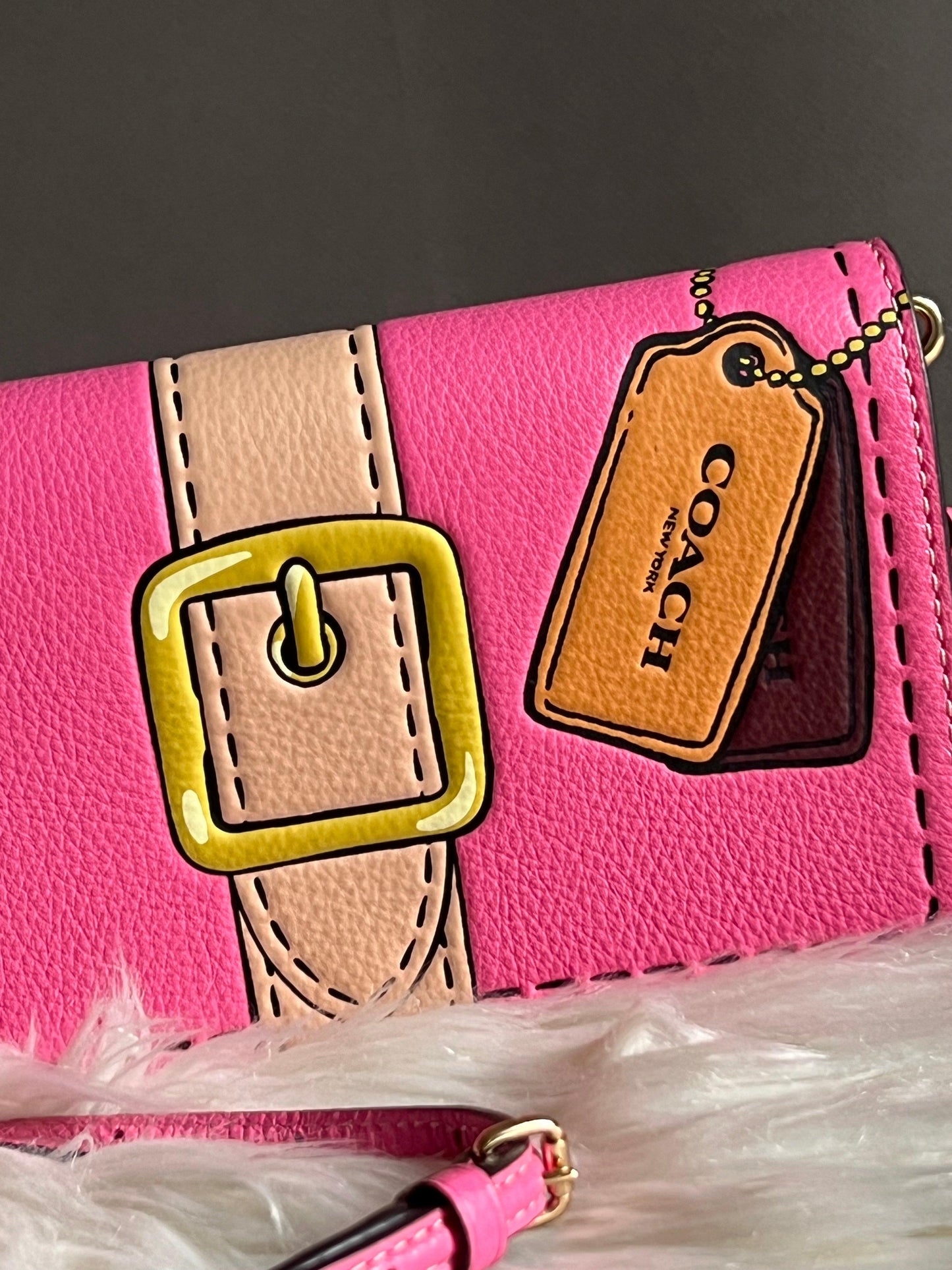 Coach Anna Foldover Clutch Crossbody with Trompe L'oeil Print
