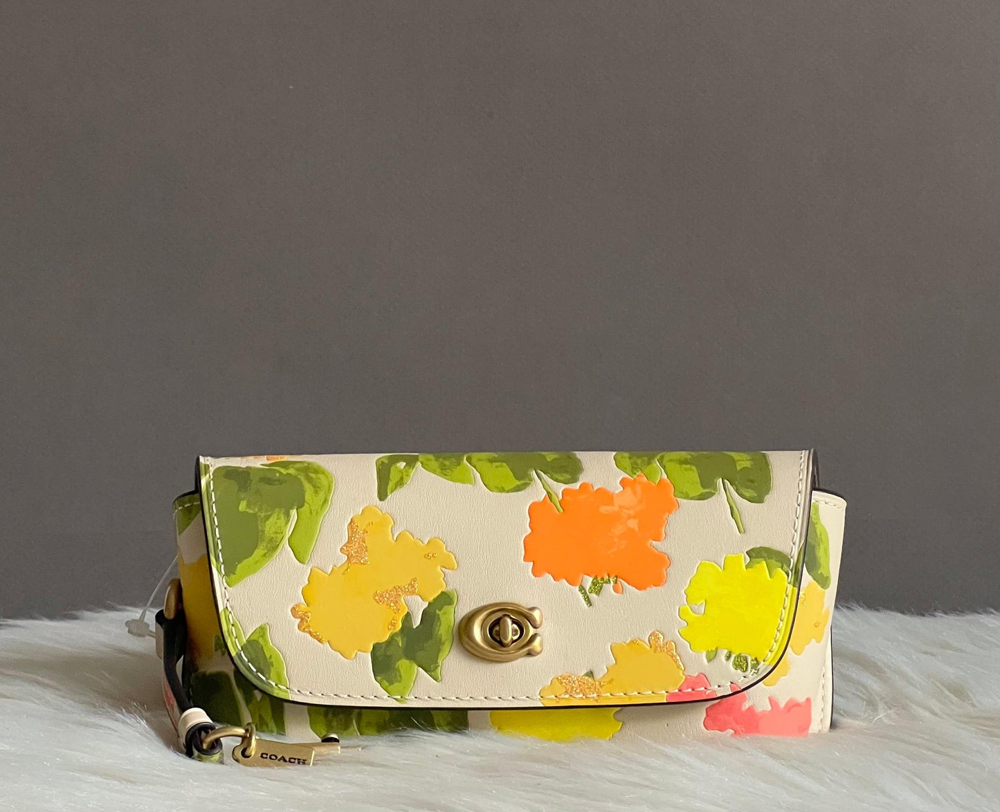 Coach Sunglass Case Bag Charm With Floral Print