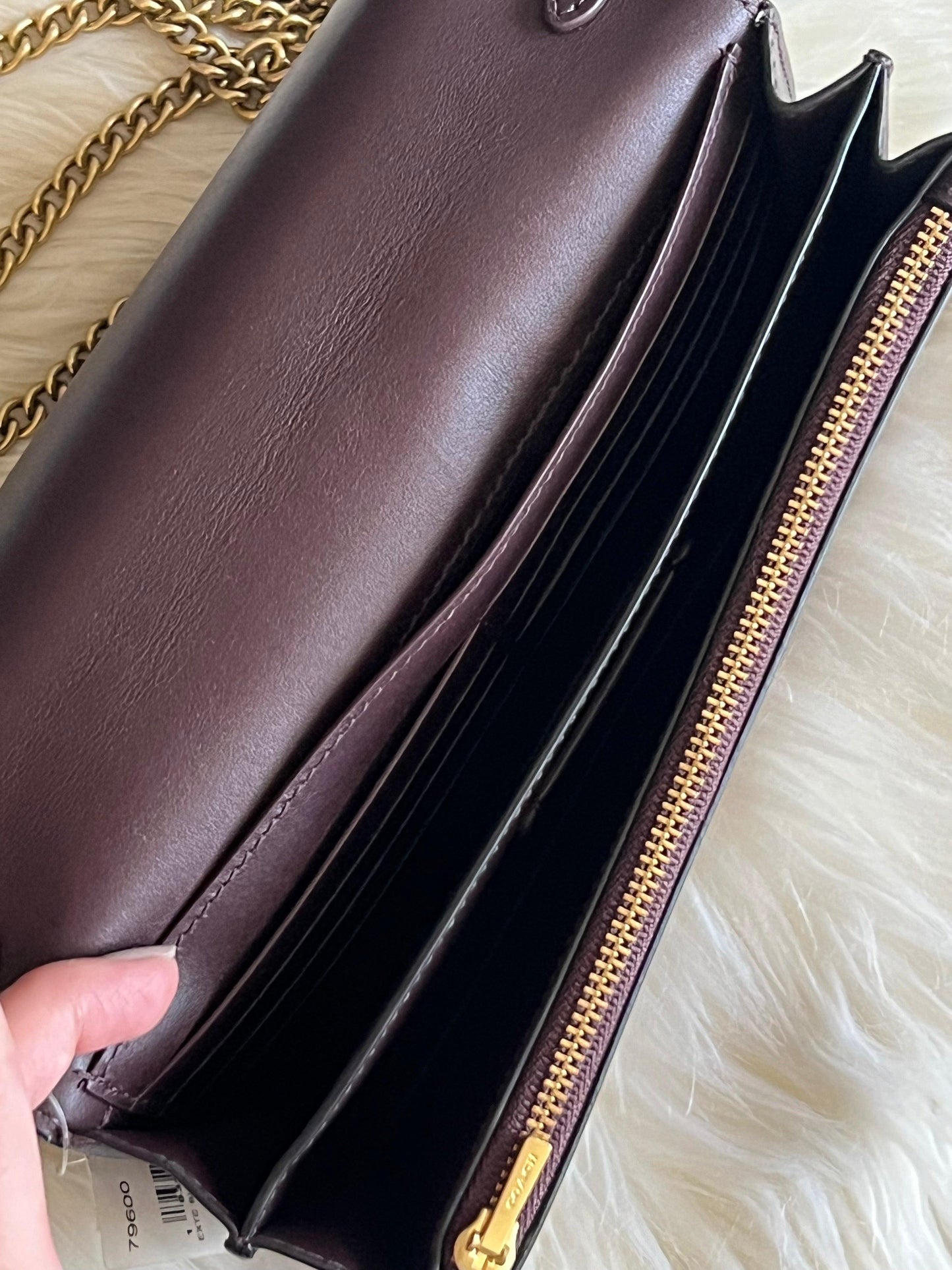 Coach Callie Foldover Chain Clutch in Blocked Snakeskin
