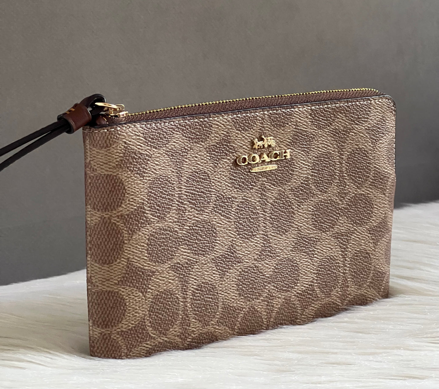 Coach Large Corner Zip Wristlet in Signature Canvas