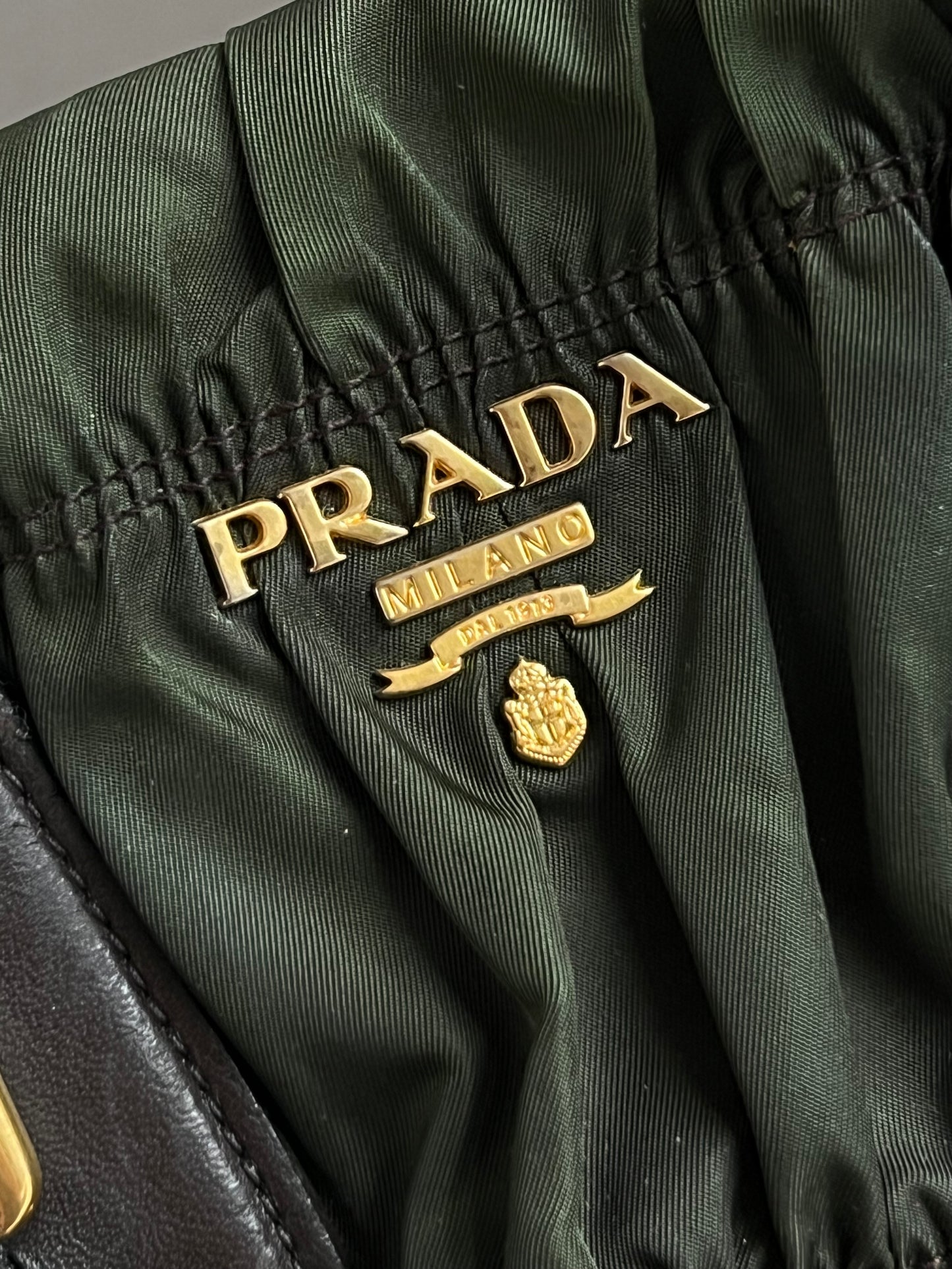 Prada Tessuto Gaufre Nylon Ruched Bag