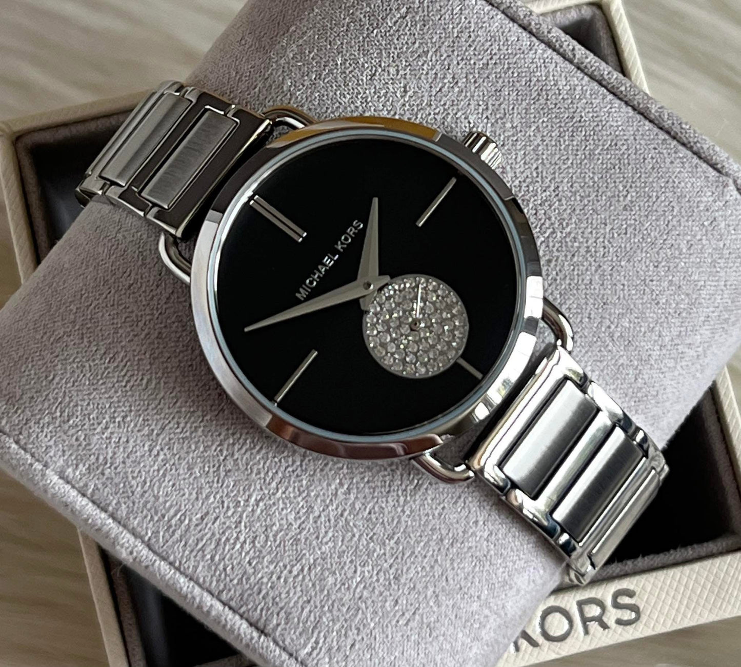 Michael Kors Women's Portia Crystallized Silver-Tone Watch