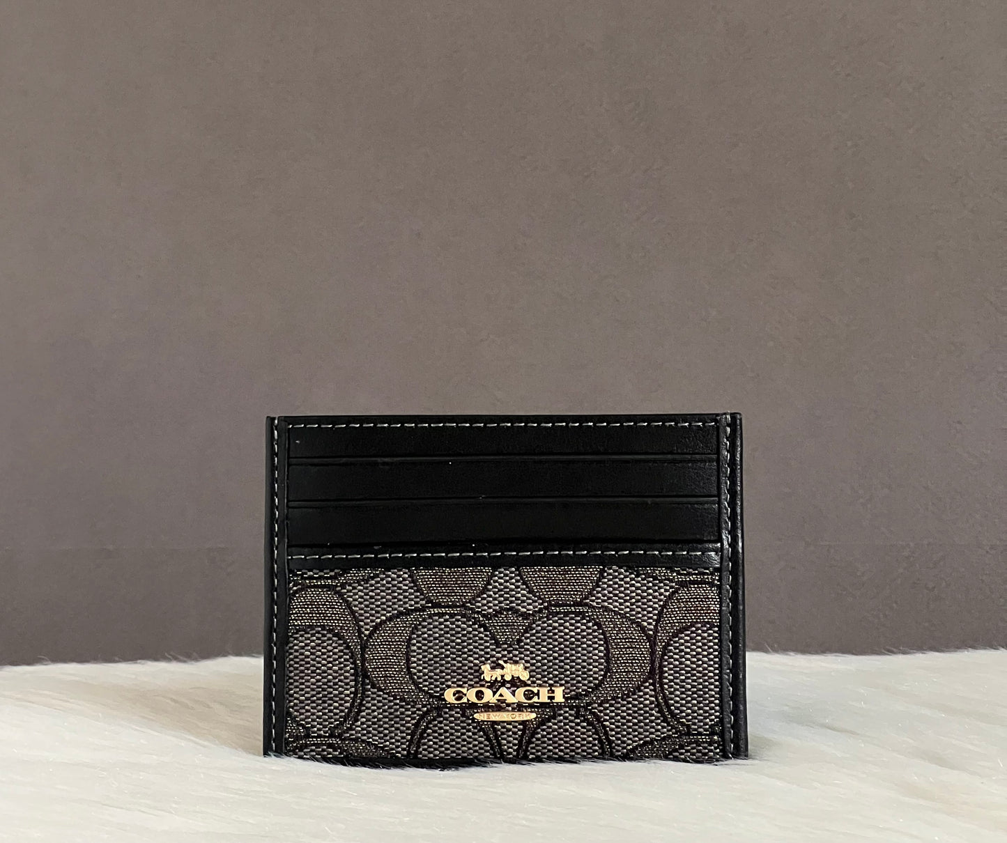 Coach Slim ID Card Case In Metallic Jacquard