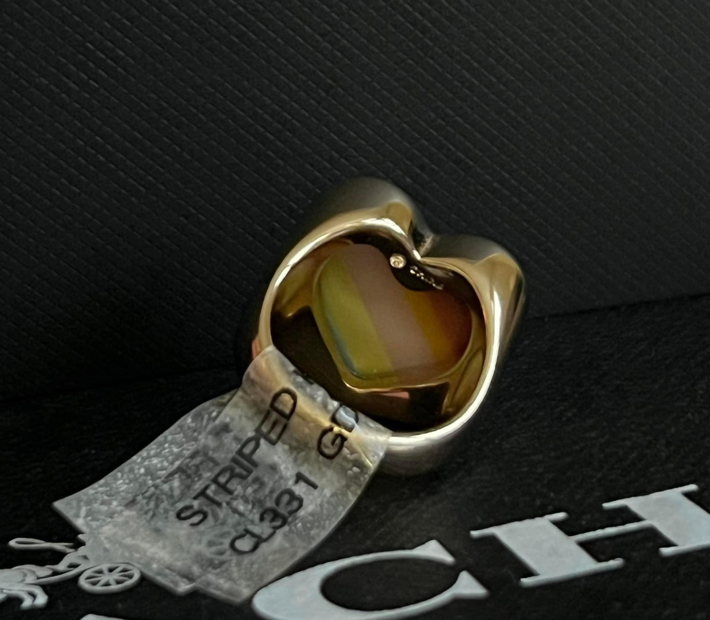 Coach Striped Heart Ring
