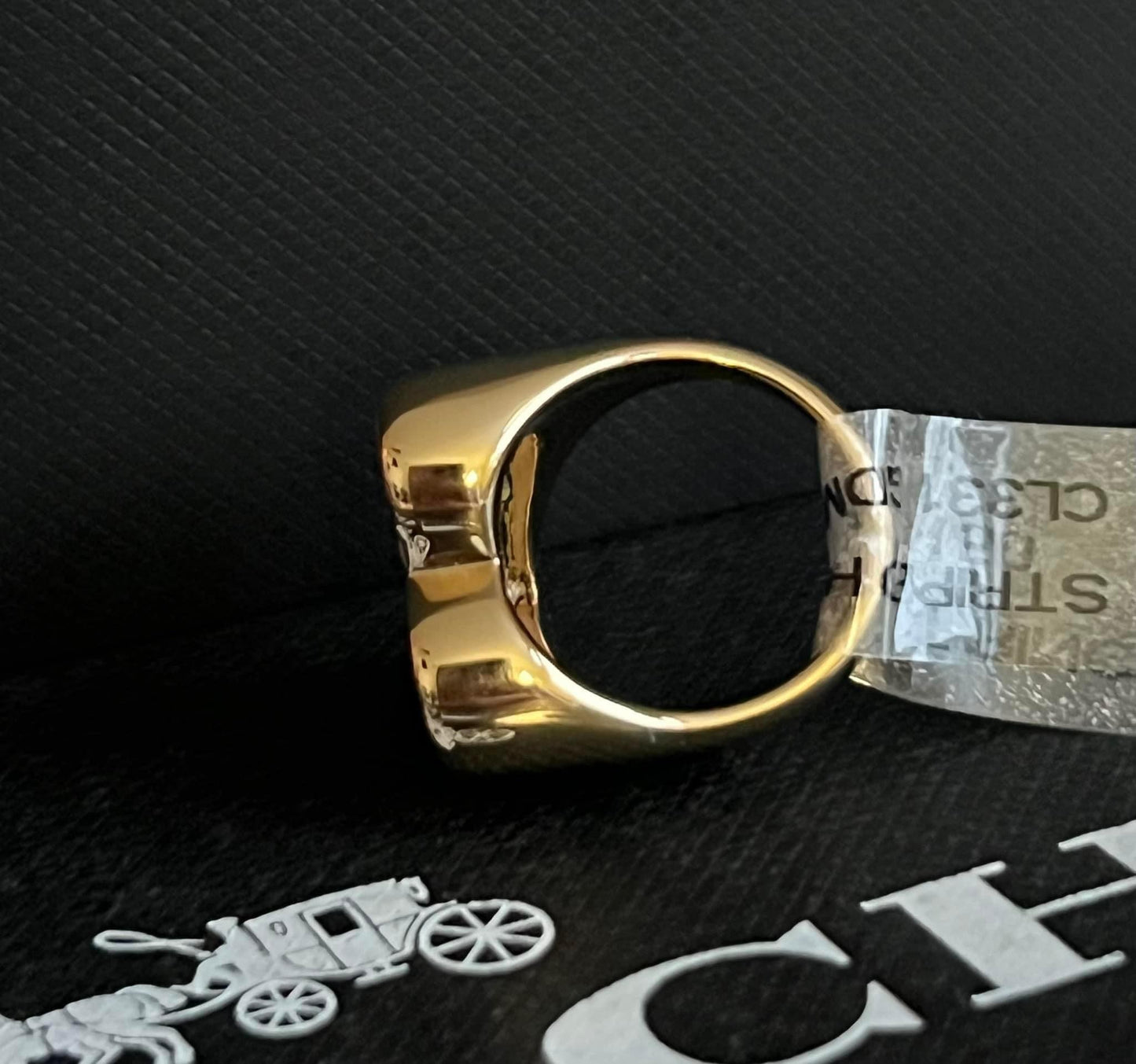Coach Striped Heart Ring