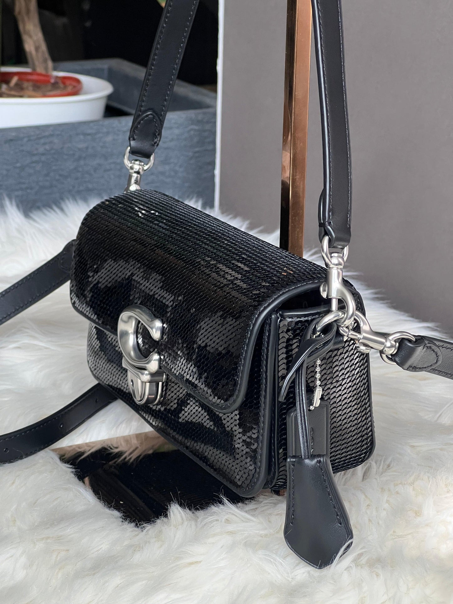 Coach Studio Baguette Bag with Sequins