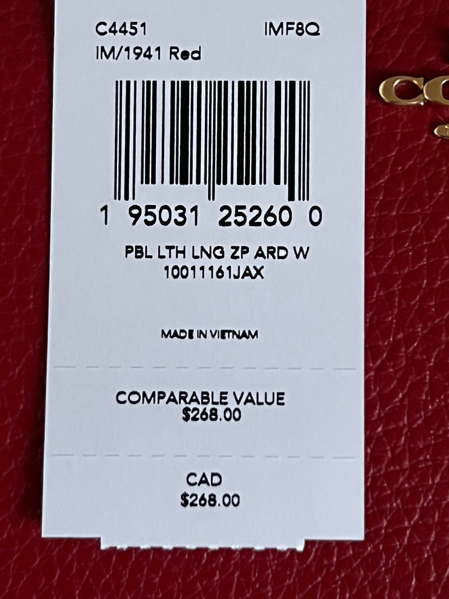 Coach Pebble Leather Zip Around Wallet