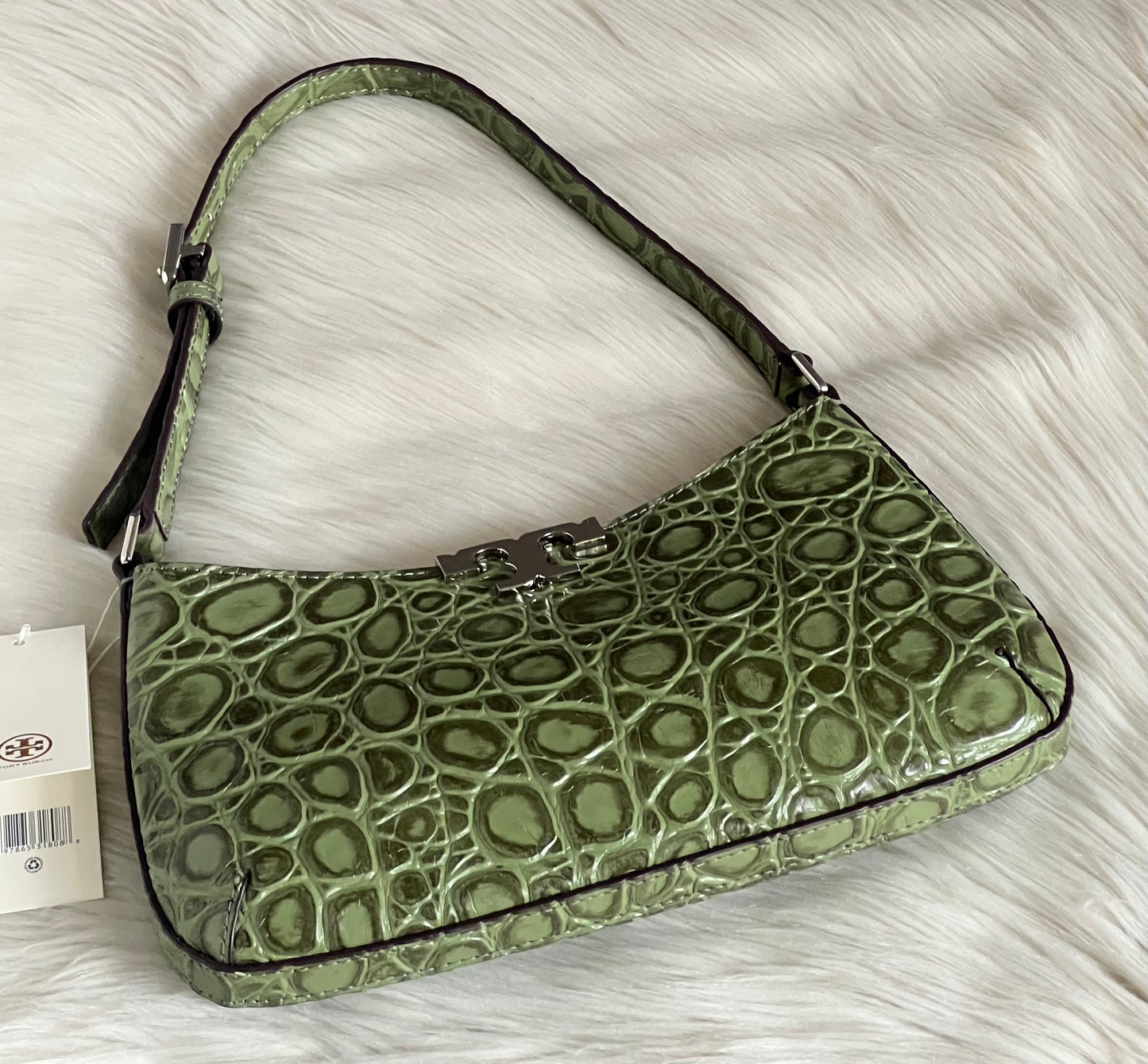 Tory Burch Eleanor Croc-Embossed Slim Shoulder Bag