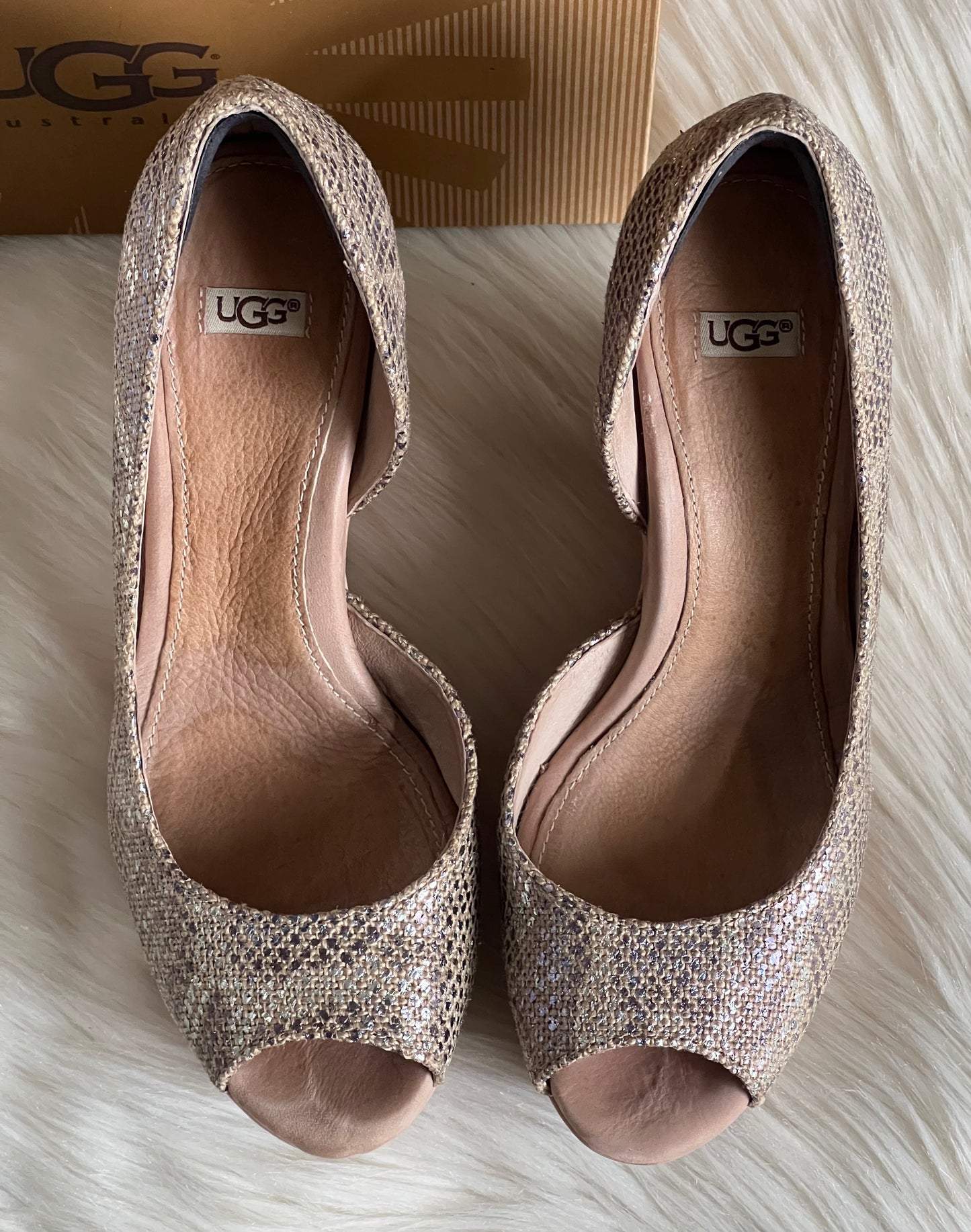UGG Toura Metallic Snake Print Platform Wedge Sandals