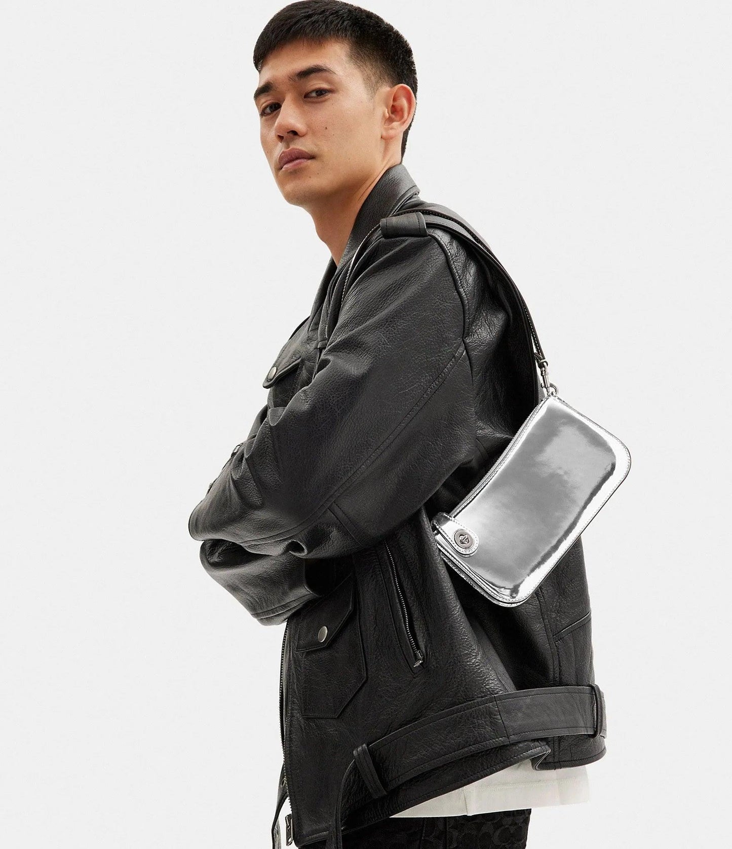 Coach Penn Shoulder Bag in Silver Metallic